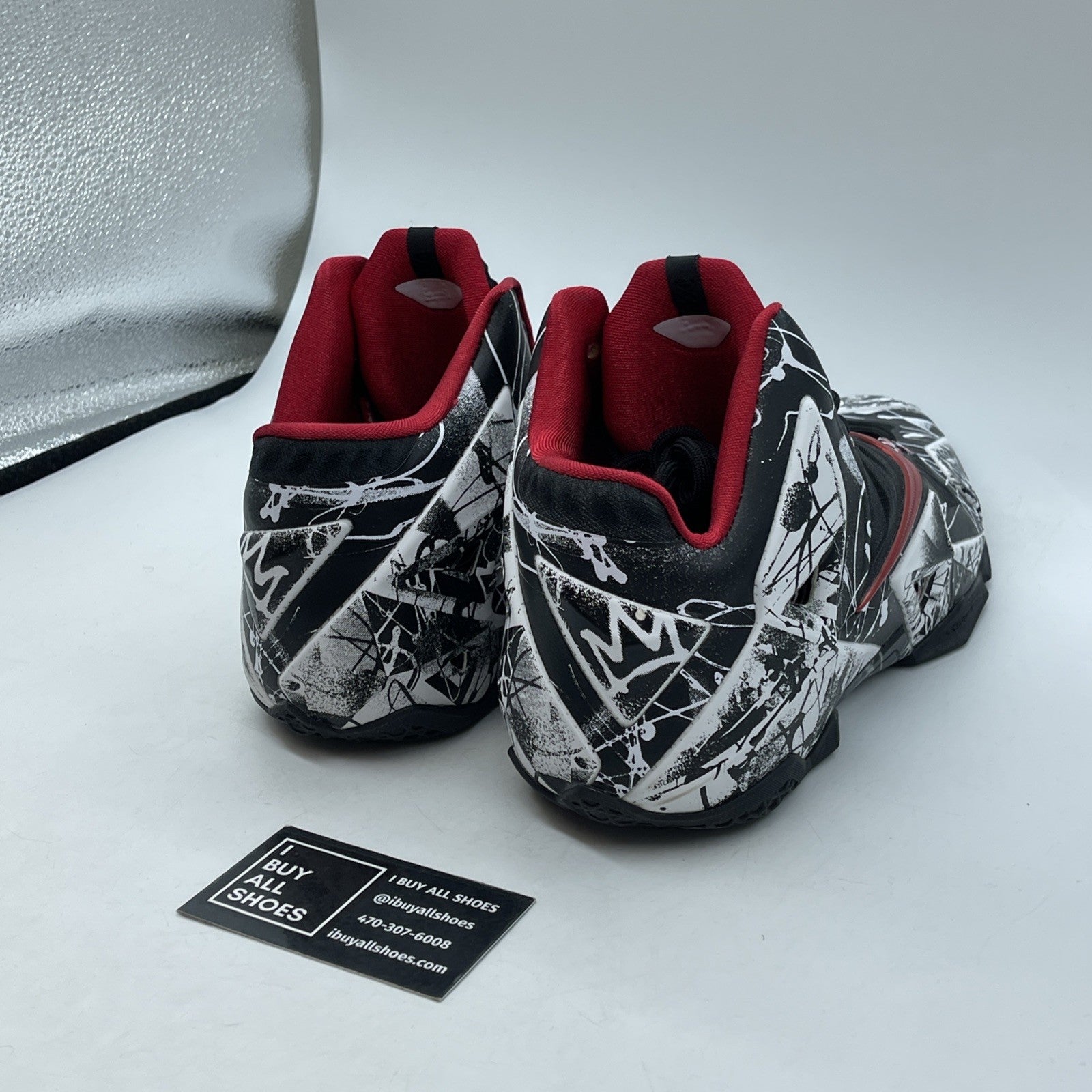 Size 9.5 - Nike LeBron 11 Graffiti Black White Red (616175-100)