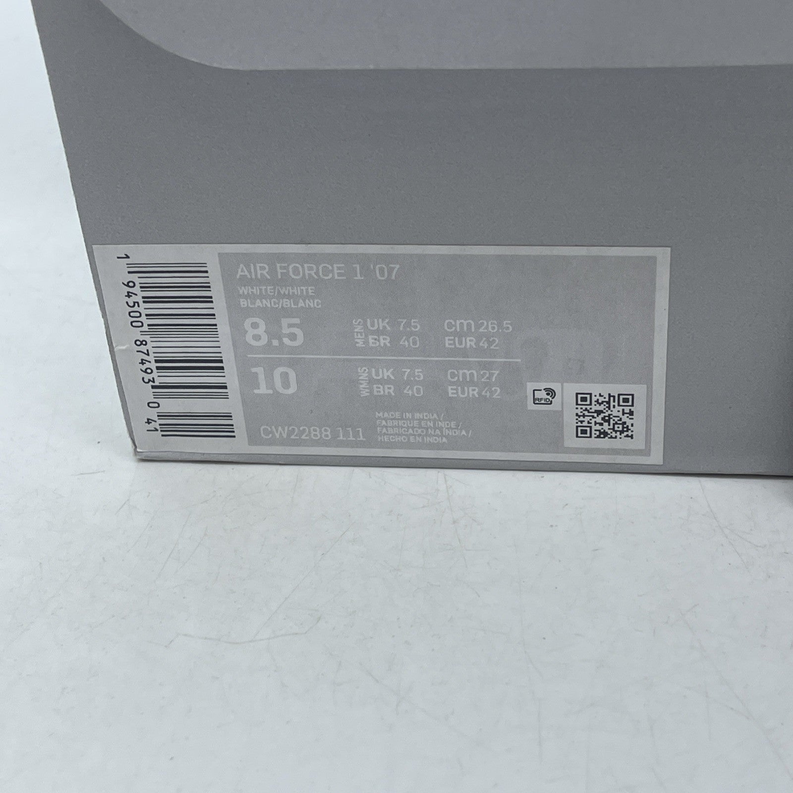 Size 8.5 - Nike Air Force 1 '07 Low Triple White (CW2288-111)