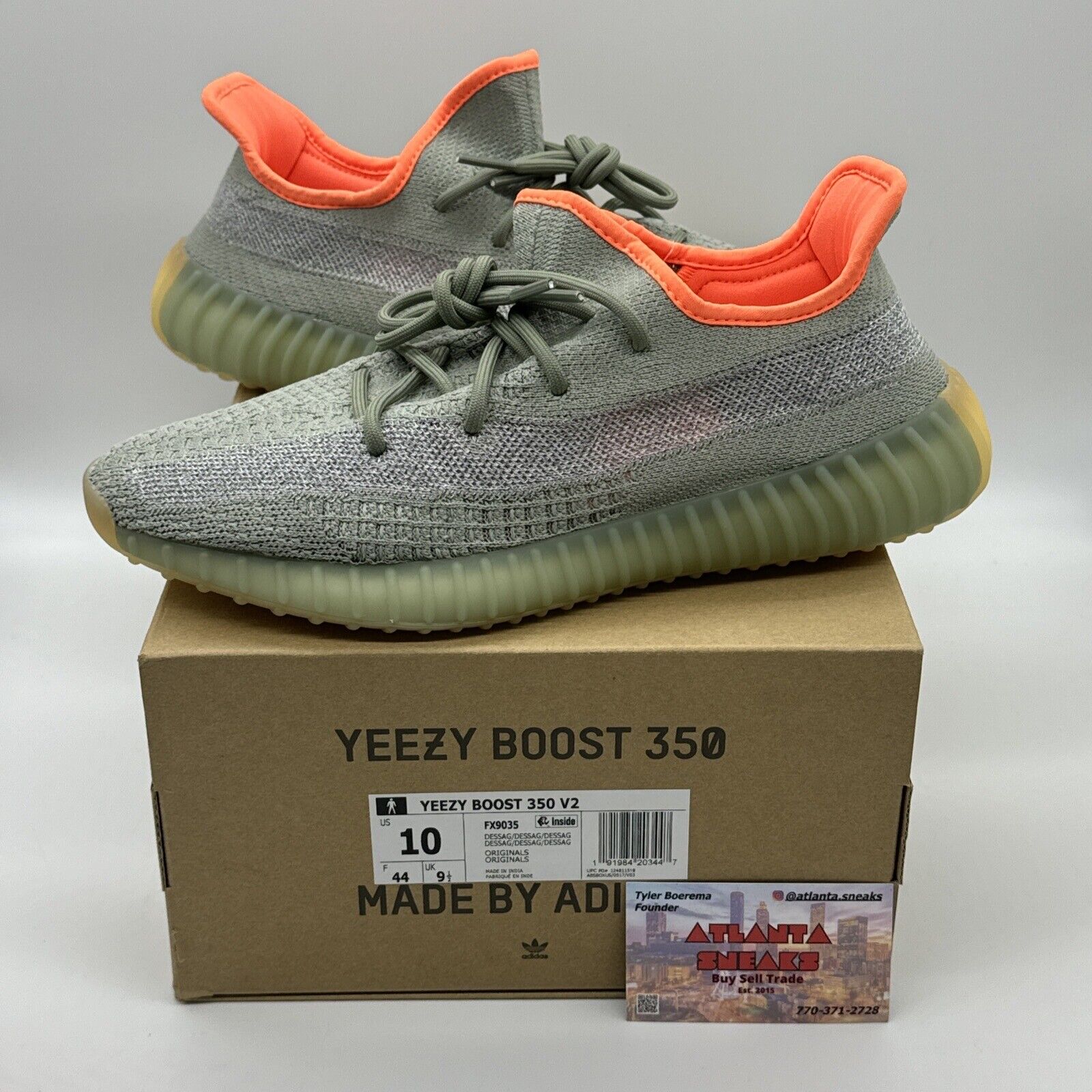 Size 10 - adidas Yeezy Boost 350 V2 Desert Sage Green Orange Comfy Kanye West