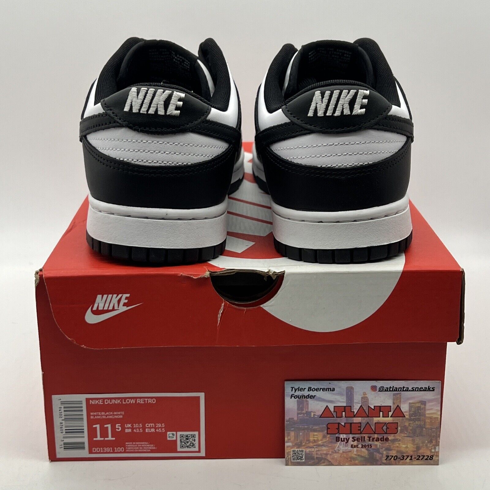 Size 11.5 - Nike Dunk Low Black White Leather