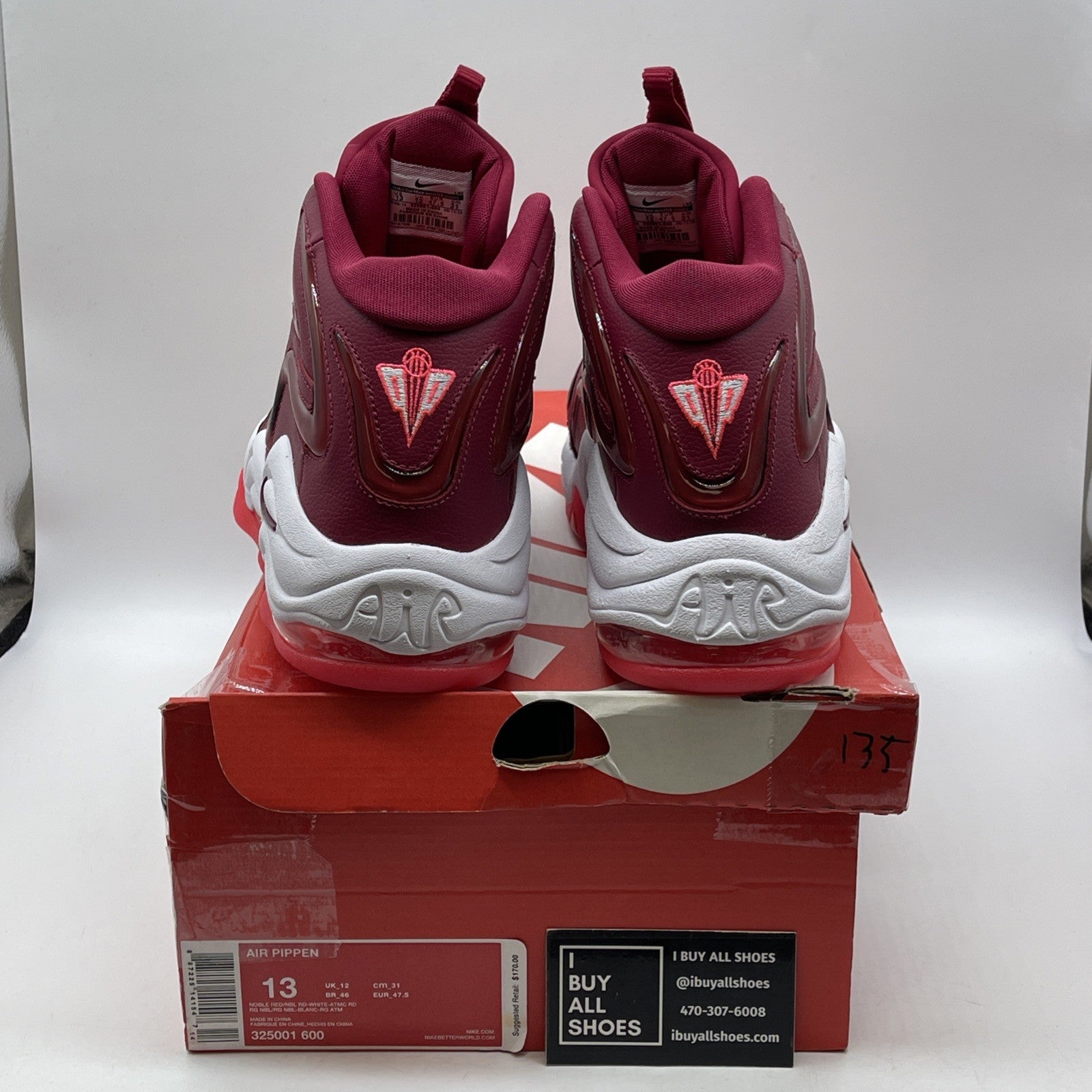 Size 13 - Nike Air Pippen 1 Noble Red White Leather (325001-600)