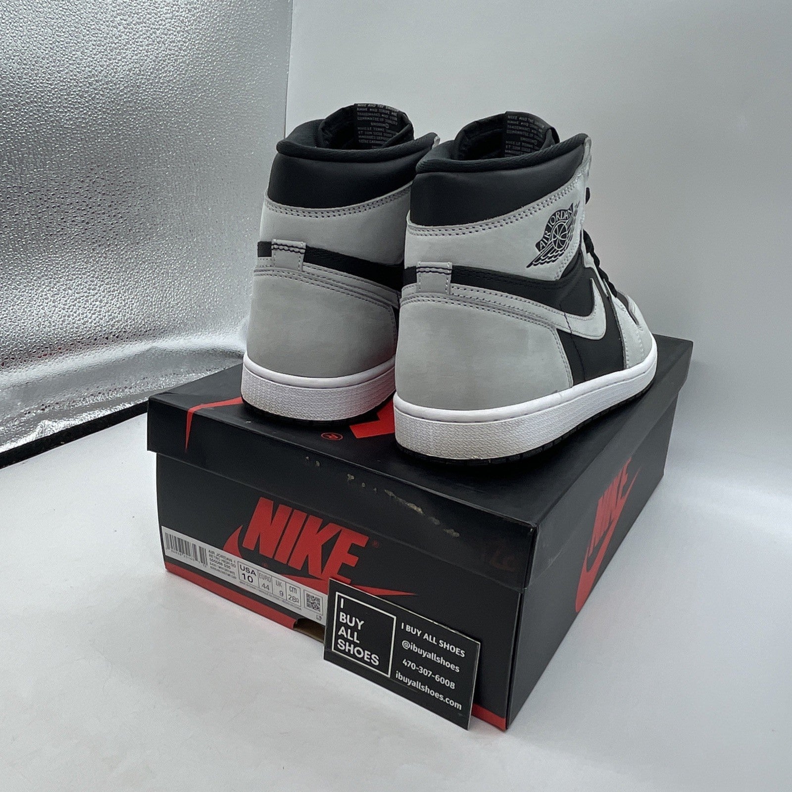 Size 10 - Jordan 1 Retro OG High Shadow 2.0 Grey Black Suede (555088-035)