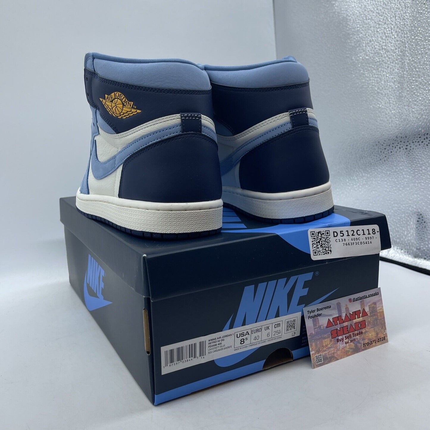 Size 8.5W - Air Jordan 1 Retro OG High First in Flight Blue White (FD2596-400)