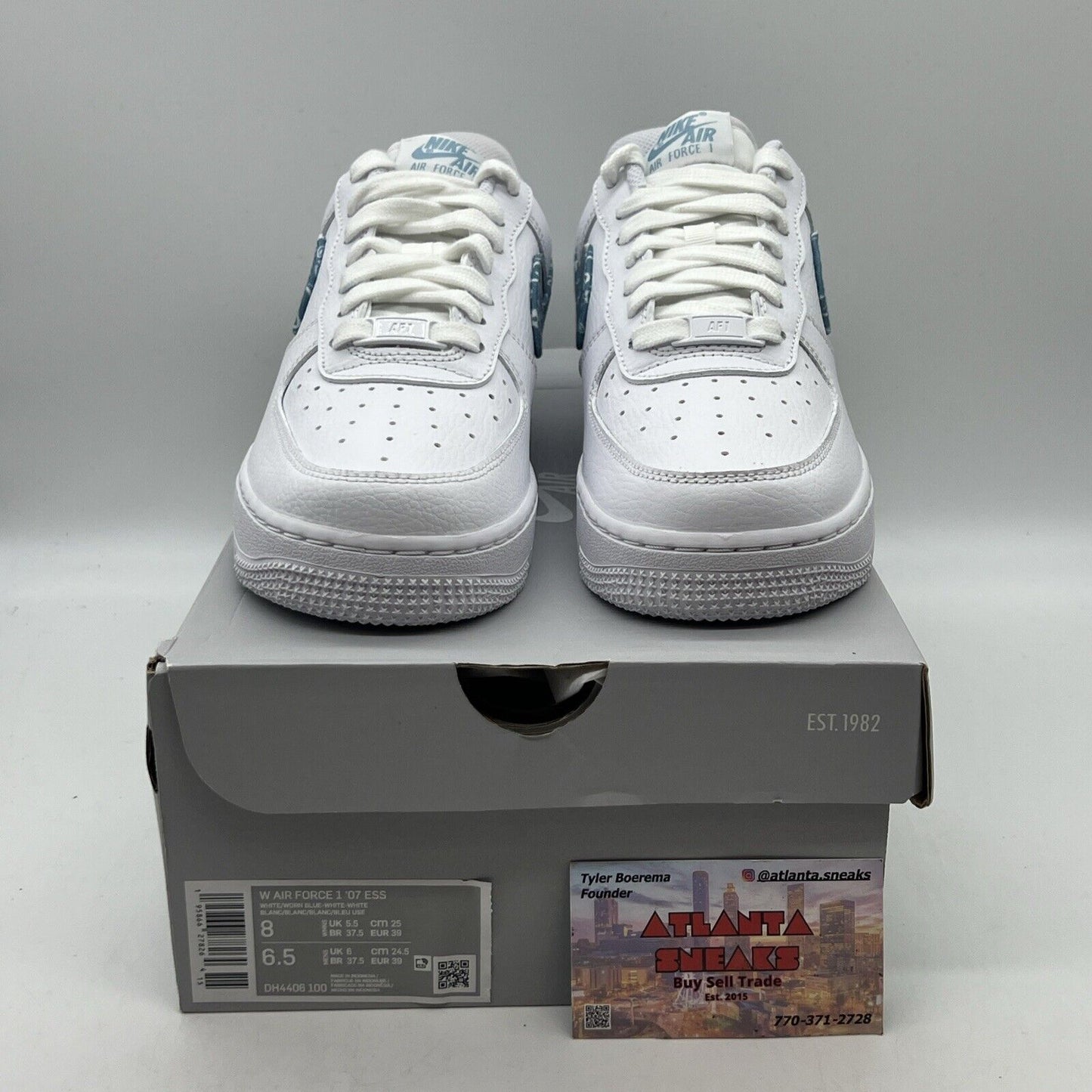 BRAND NEW Women's Nike Air Force 1 Low '07 Essential Blue Paisley DH4406-100