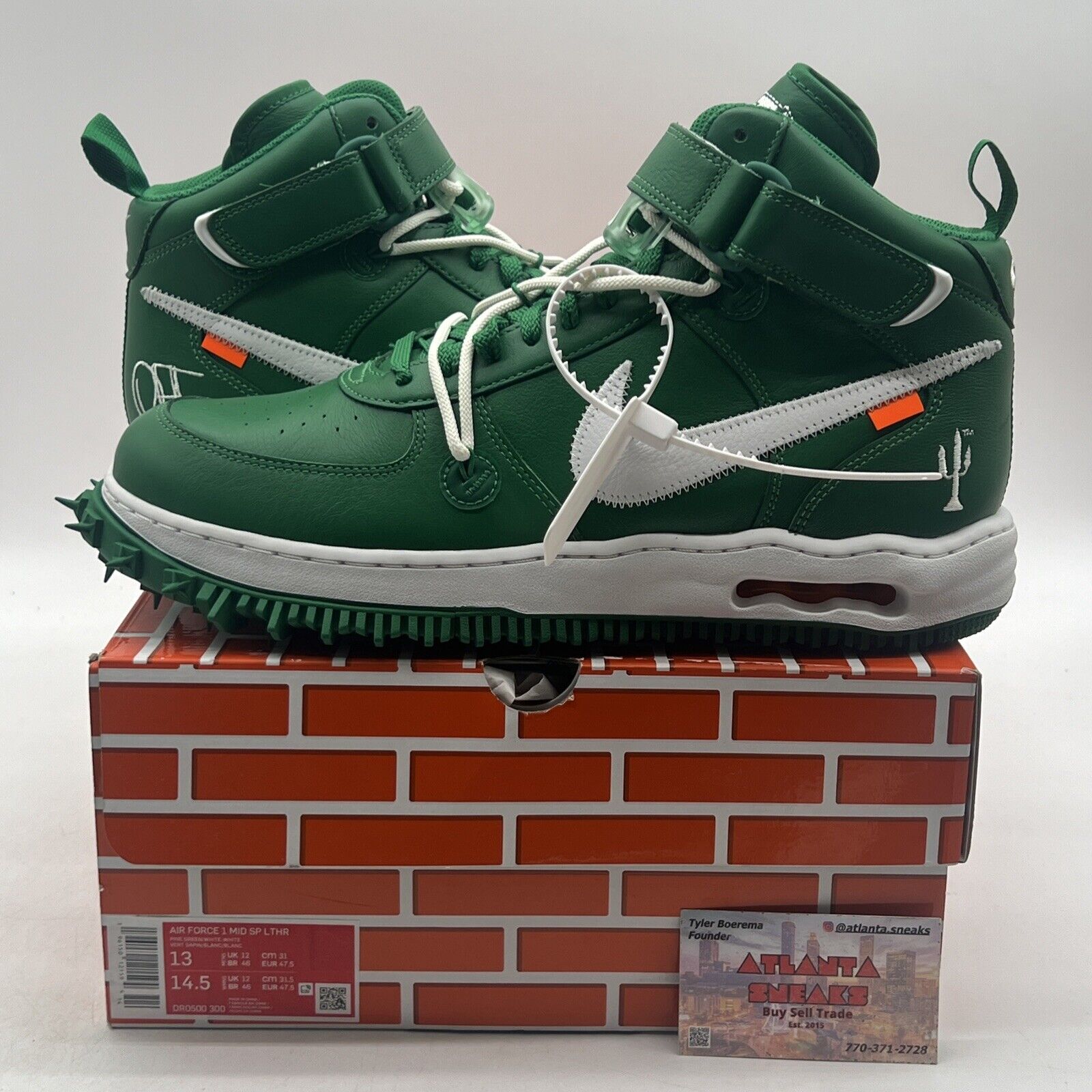 Size 13 - Nike Off-White x Air Force 1 SP Leather Mid Pine Green (DR0500-300)