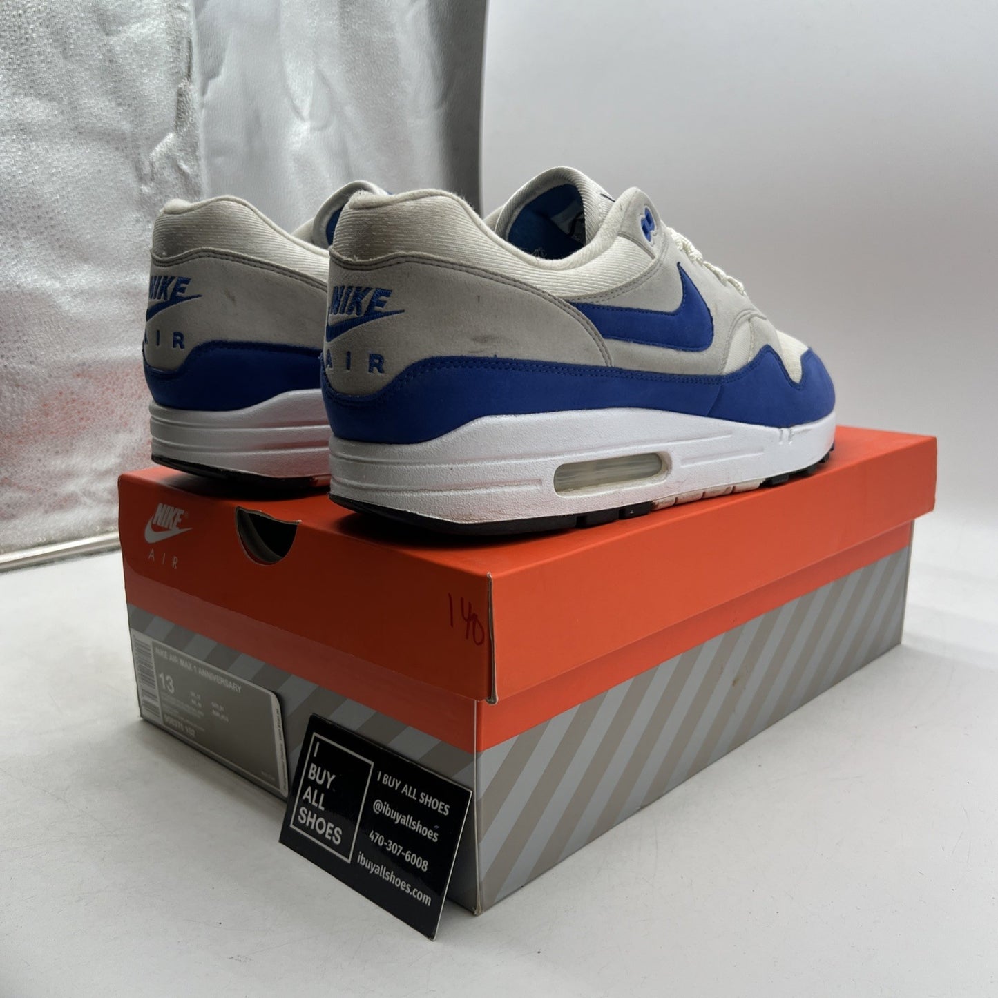 Size 13 - Nike Air Max 1 OG Anniversary 2017 Re-Release Royal (908375-102)