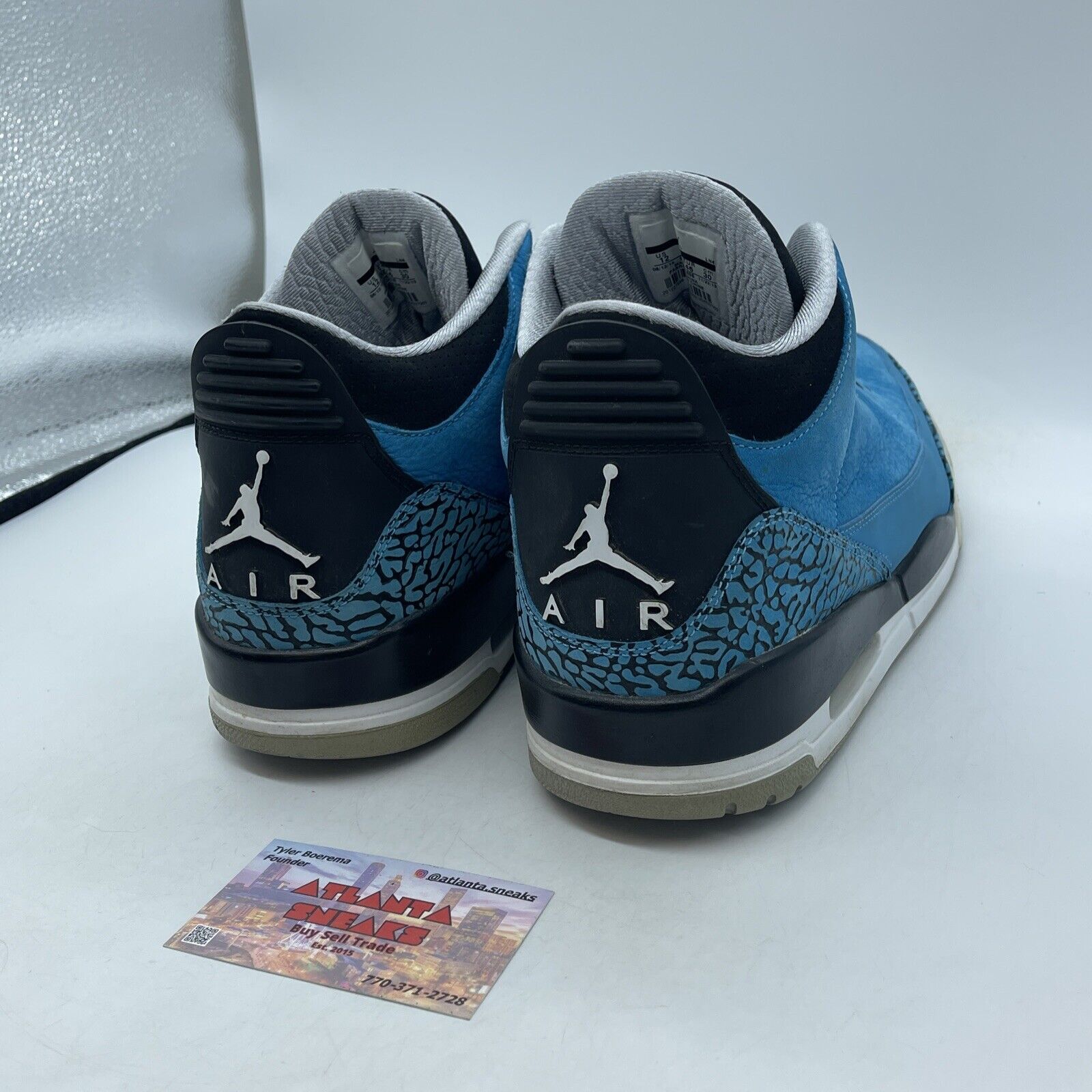 Size 12 - Air Jordan 3 Retro Powder Blue Black Suede Leather (136064-406)
