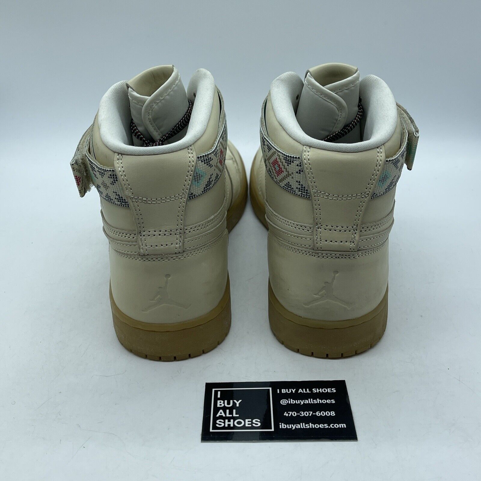 Size 12 - Air Jordan 1 Retro Strap High N7 Tan Brown Suede Blue (AR4410-207)
