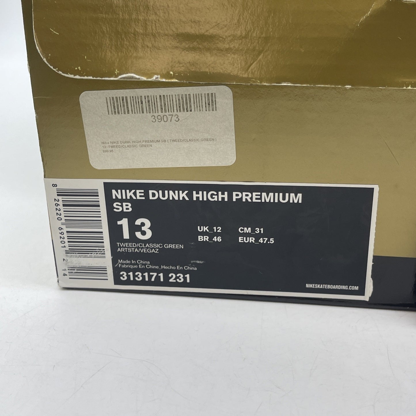 Size 13 - Nike Dunk Premium SB High Tweed Classic Green Brown (313171-231)
