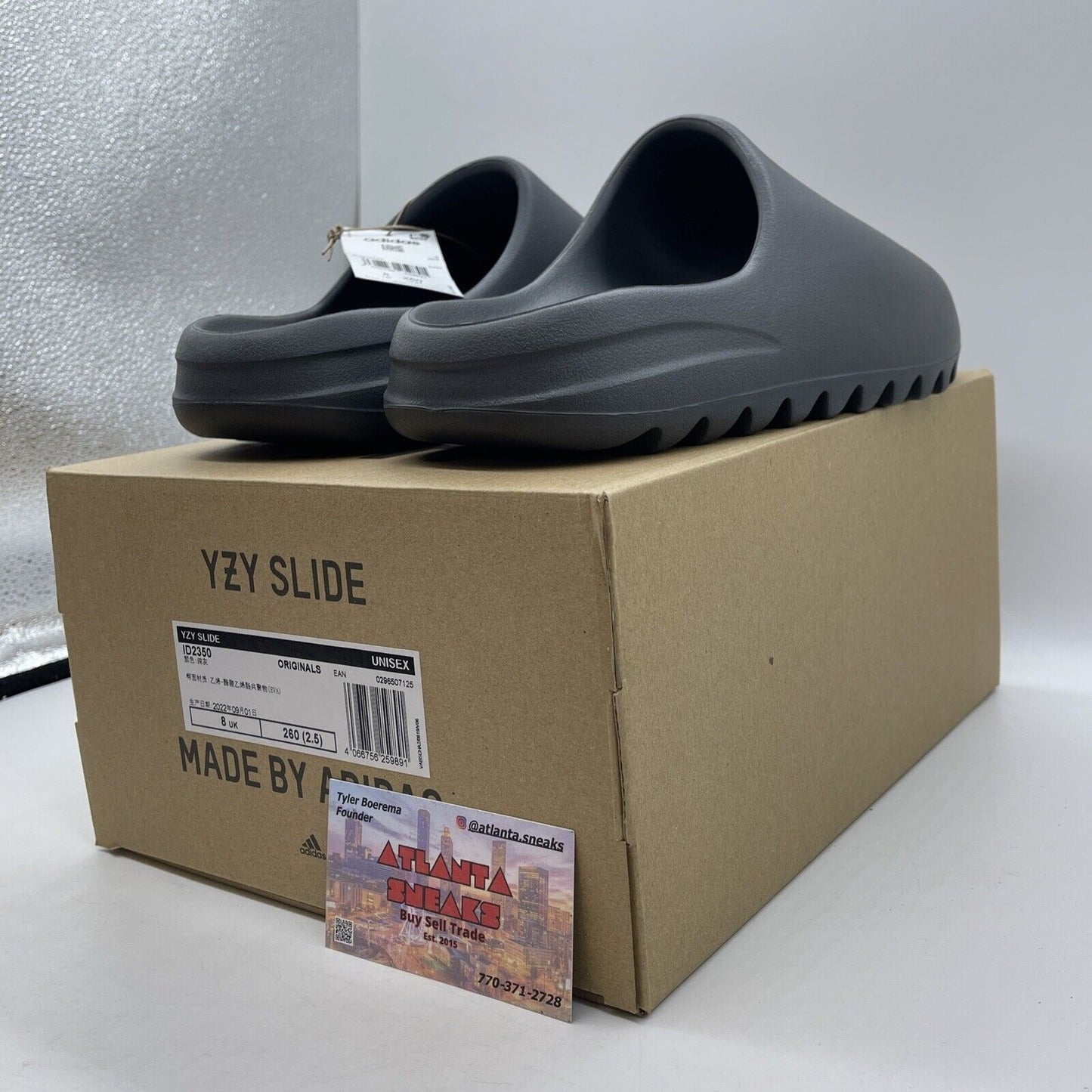 Size 8 - Adidas Yeezy Slide Slate Grey Black  (ID2350)