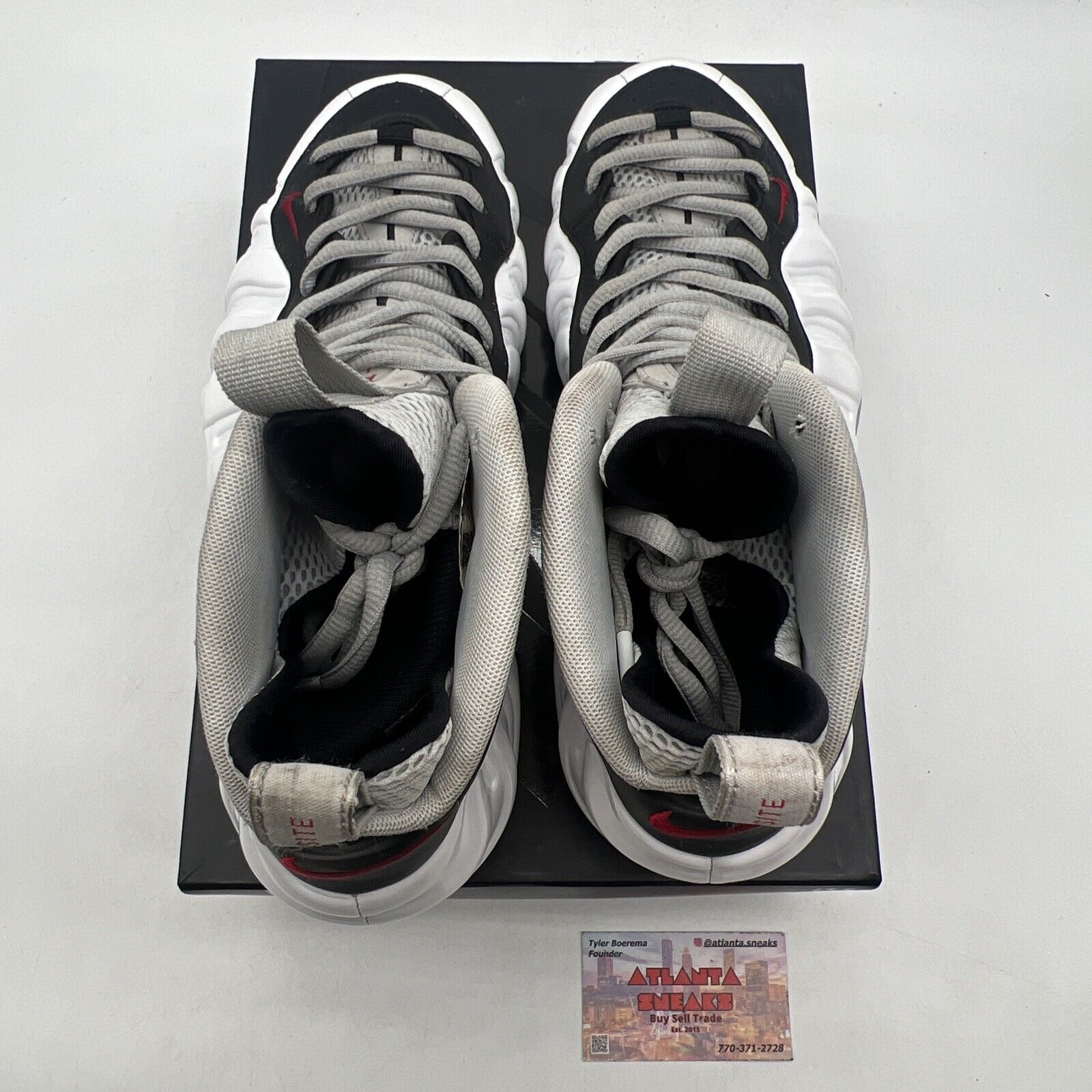 Size 9 - Nike Air Foamposite Pro Chrome White Black Leather (624041-103)