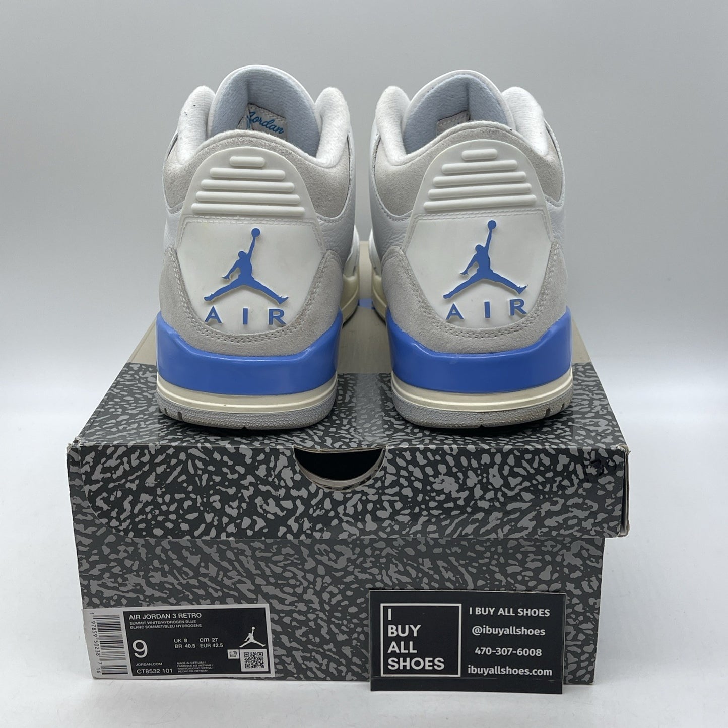 Size 9 - Air Jordan 3 Retro Lucky Shorts Blue Grey Suede Leather (CT8532-101)