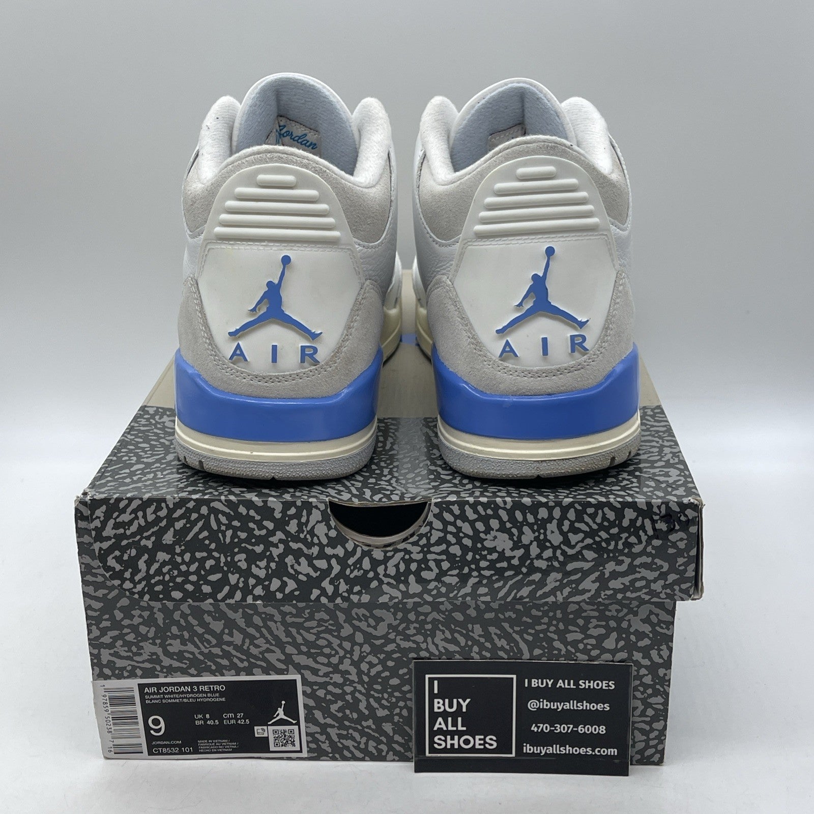 Size 9 - Air Jordan 3 Retro Lucky Shorts Blue Grey Suede Leather (CT8532-101)
