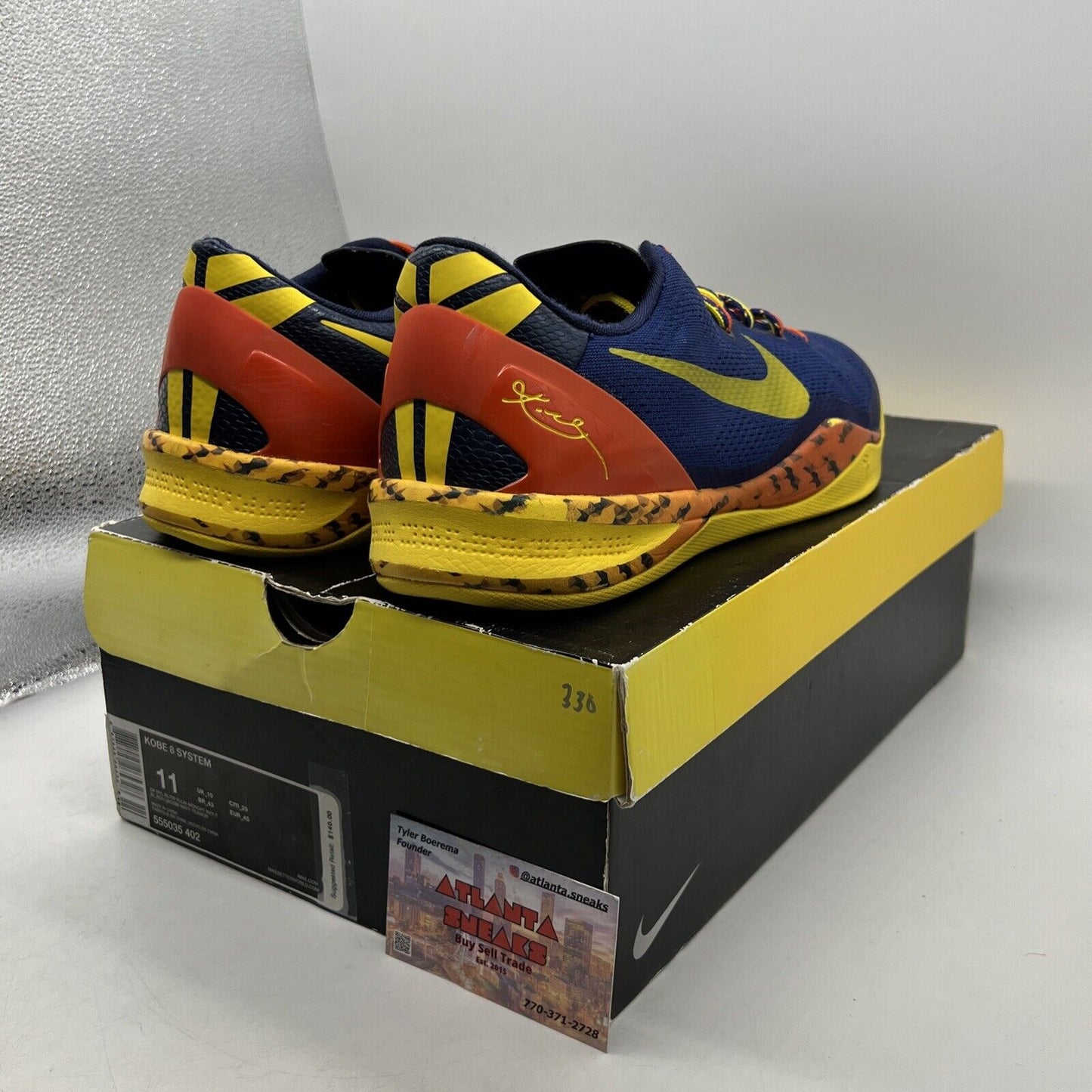 Size 11 - Nike Kobe 8 Barcelona Blue Yellow Red Orange (555035-402)