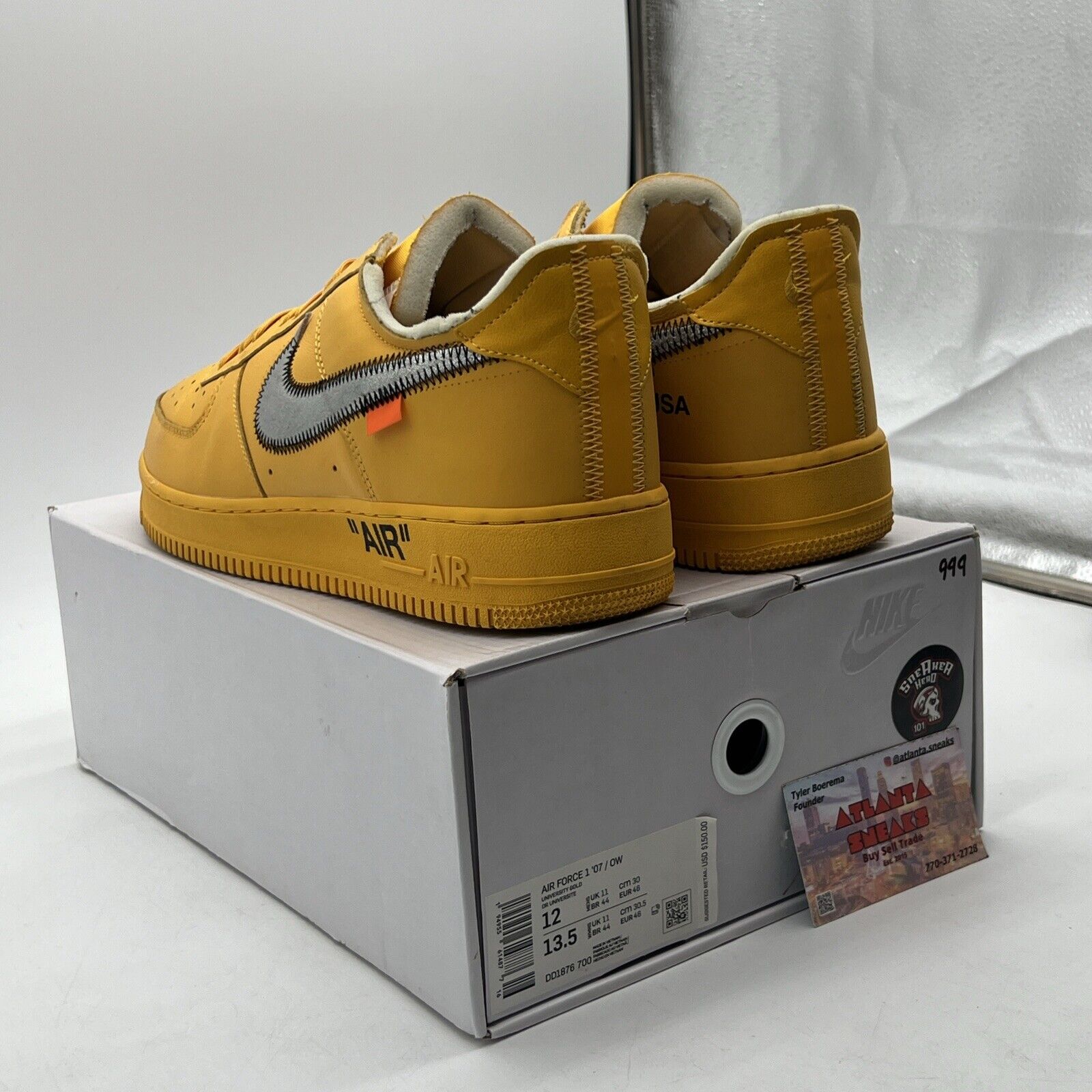 Size 12 - Off-White Nike Air Force 1 Low Lemonade Grey Yellow (DD1876-700)