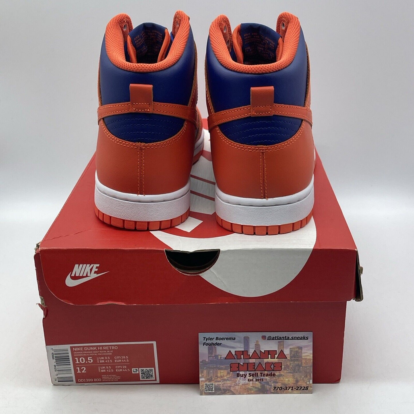 Size 10.5 - Nike Dunk High Knicks Orange White Blue Leather (DD1399-800)