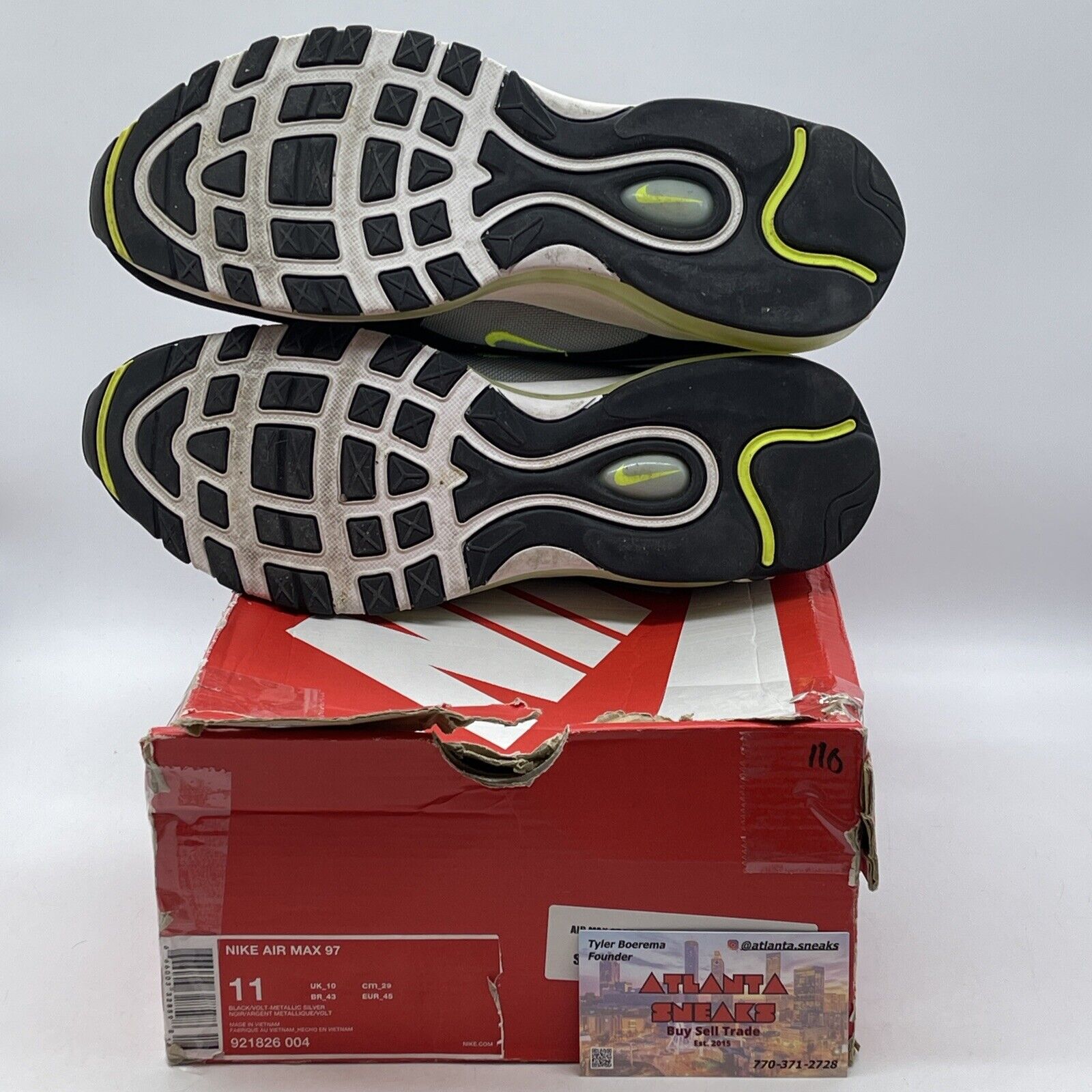 Size 11 - Nike Air Max 97 OG QS Neon Green Black Grey Suede Leather (921826-004)
