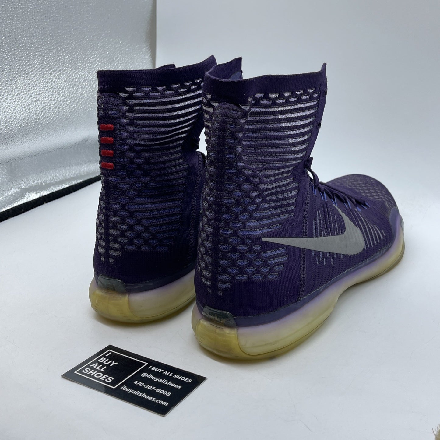 Size 11.5 - Nike Kobe 10 Elite Team Silver Purple Suede (718763-505)