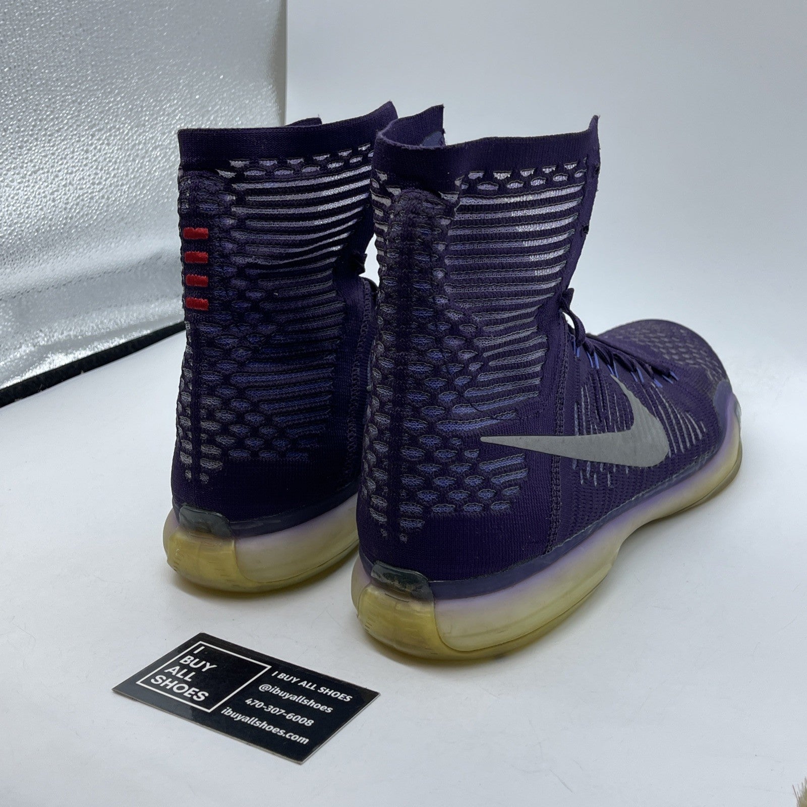 Size 11.5 - Nike Kobe 10 Elite Team Silver Purple Suede (718763-505)