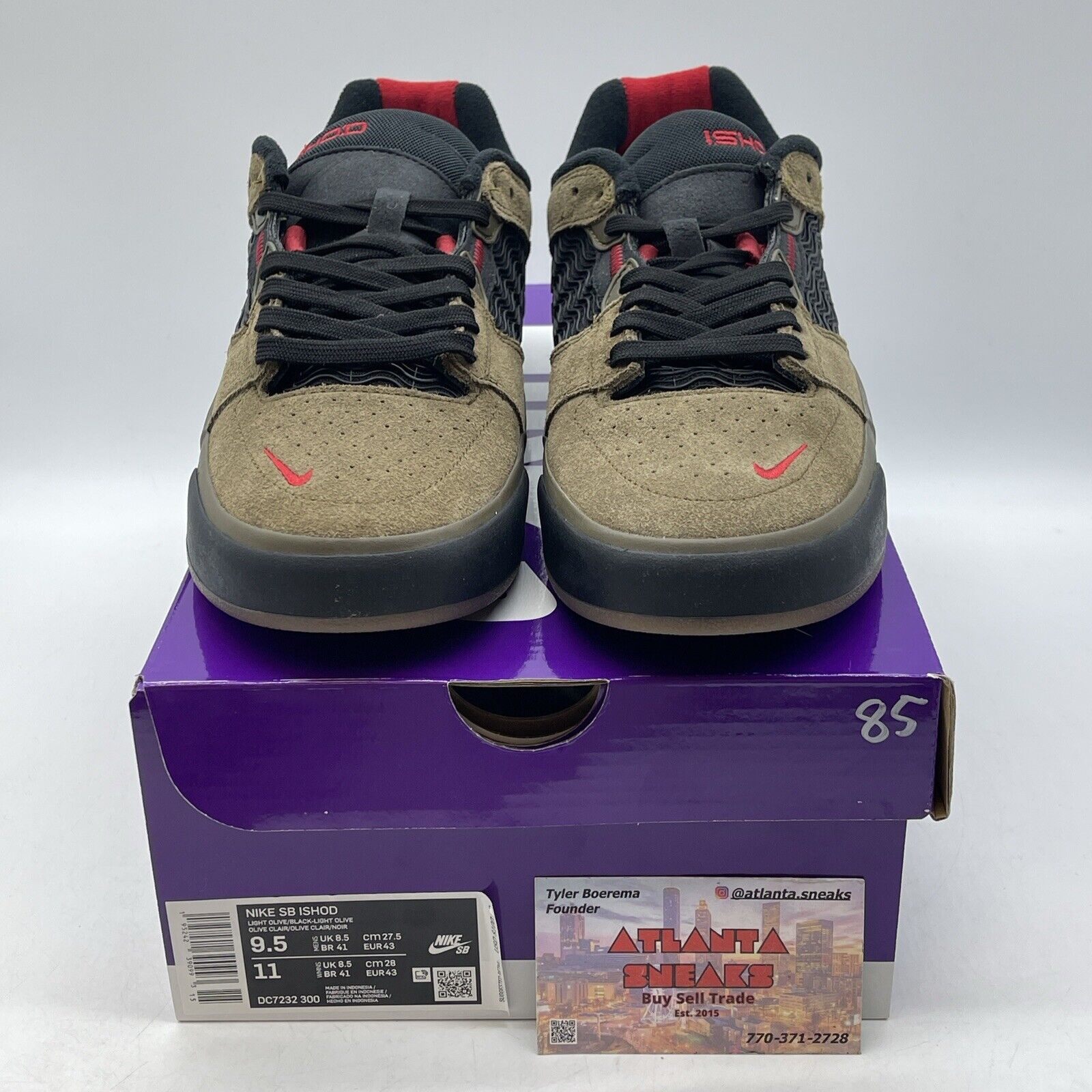 Size 9.5 -Ishod Wair Light  Olive Suede Black Red (DC7232-300)