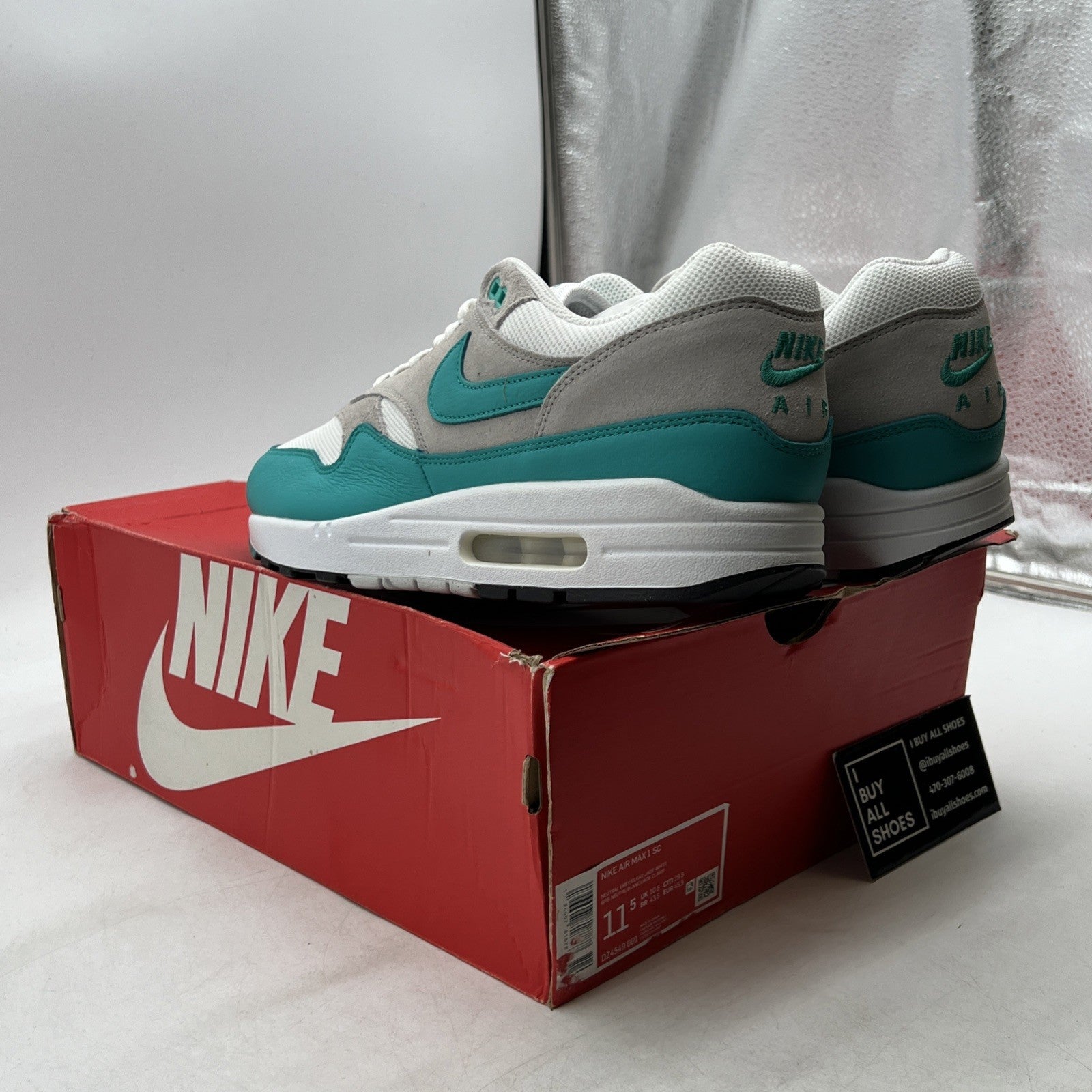 Size 11.5 - Nike Air Max 1 SC Clear Jade (DZ4549-001)