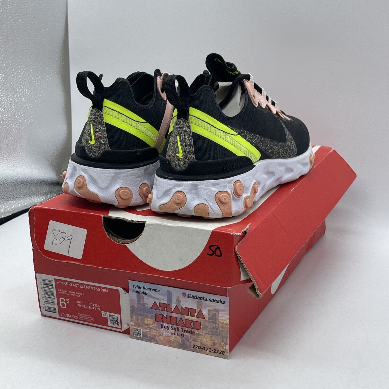 Size 6.5W - Nike React Element 55 Premium Black Coral Stardust (CD6964-002)