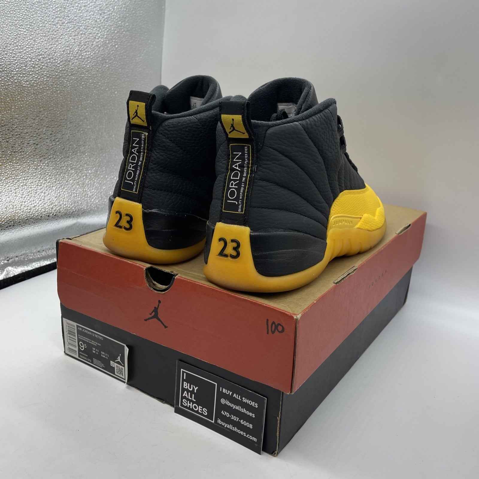Size 9.5 - Jordan 12 Retro University Gold Yellow Black Leather (130690-070)