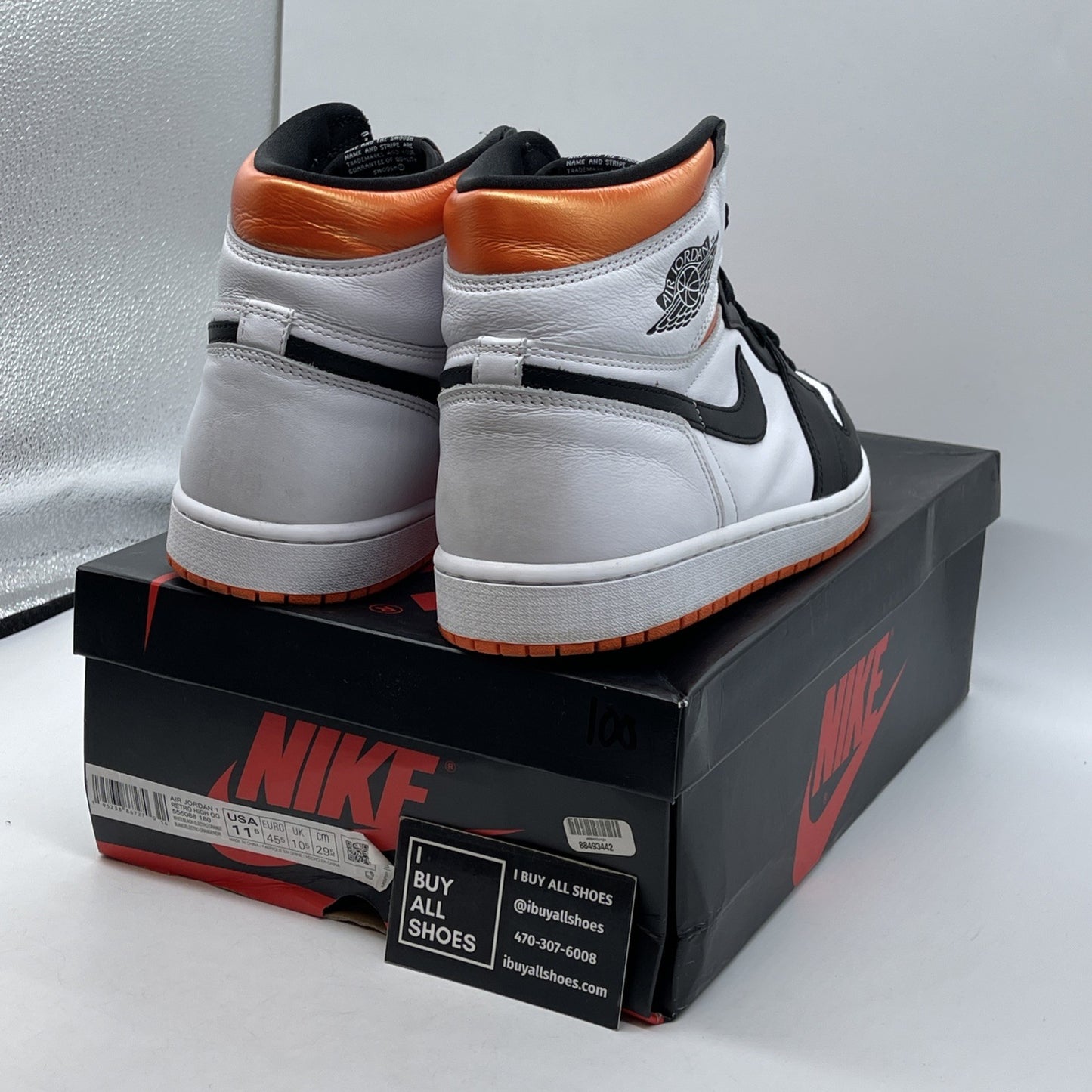 Size 11.5 - Jordan 1 Retro High Electro Orange White Black Leather (555088-180)