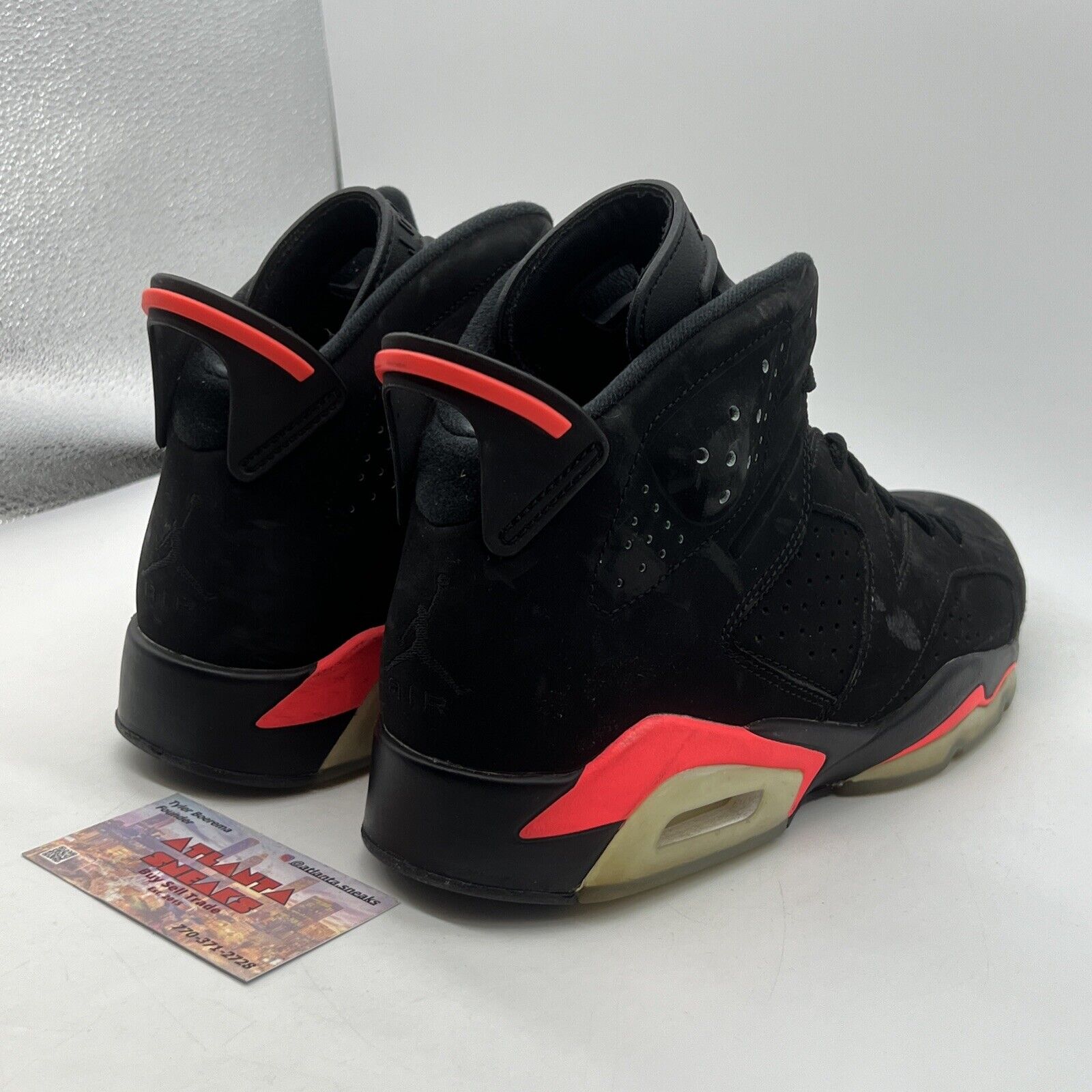 Size 9 - Jordan 6 Retro Infrared Black 2014 Black Suede (384664-023)