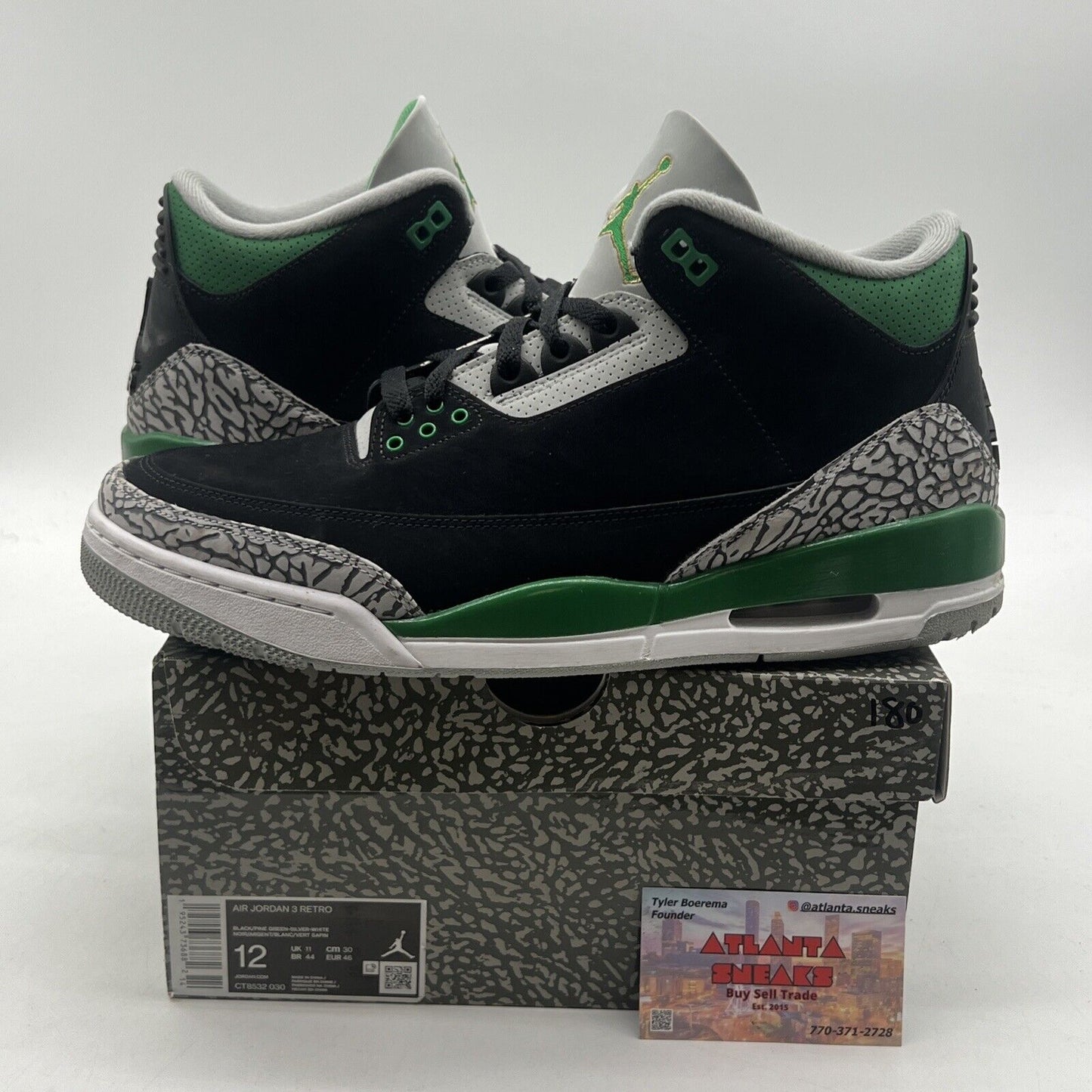 Size 12 - Jordan 3 Retro Mid Pine Green Black Grey Suede (CT8532-030)