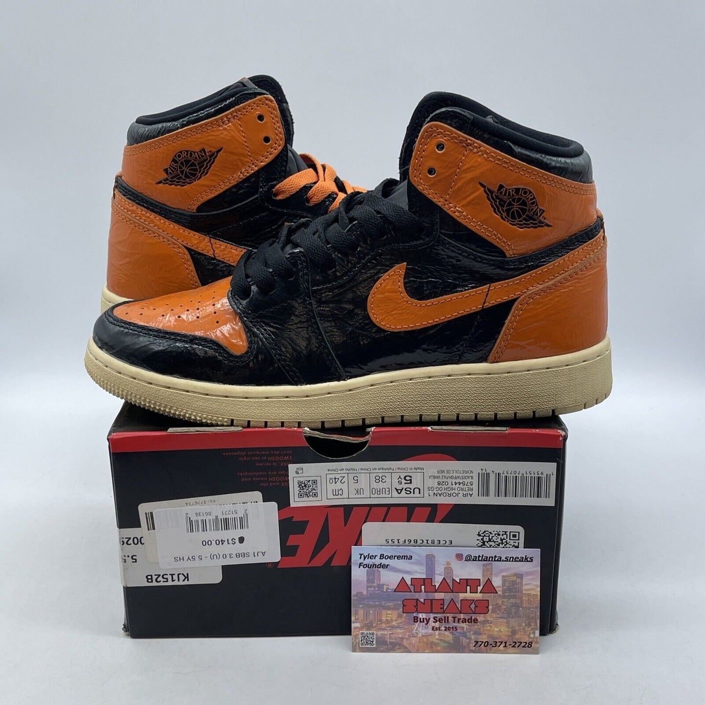 Size 5.5Y - Jordan 1 Retro OG High Shattered Backboard 3.0 Orange (575441-028)