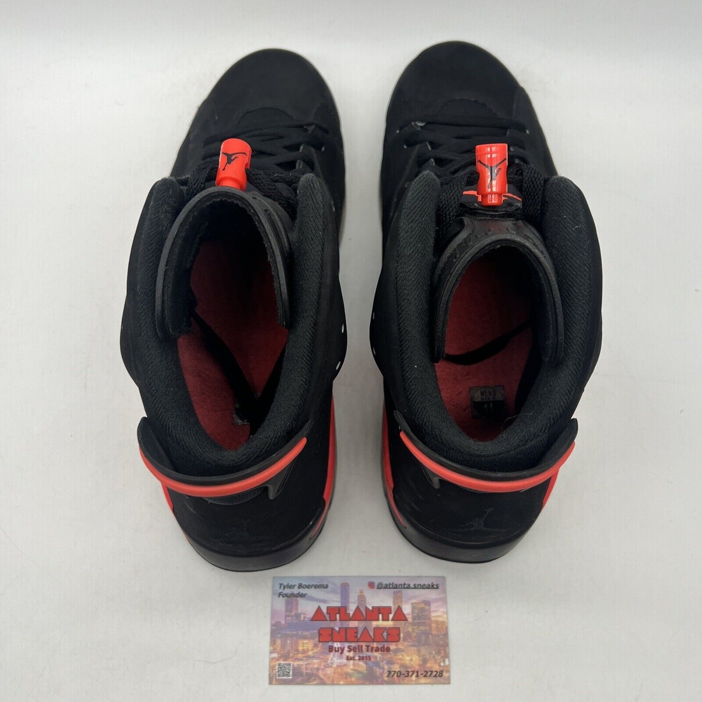 Size 11 - Jordan 6 Retro Infrared Black 2014 Black Red Suede (384664-023)