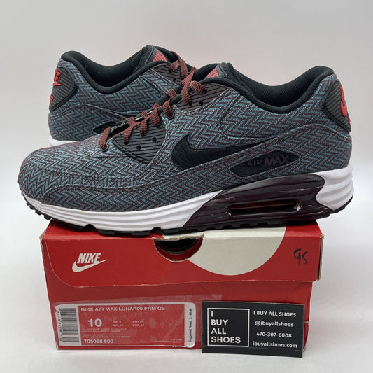 Size 10 - Nike Air Max Lunar90 Premium Suit & Tie Red Blue Leather (705068-600)