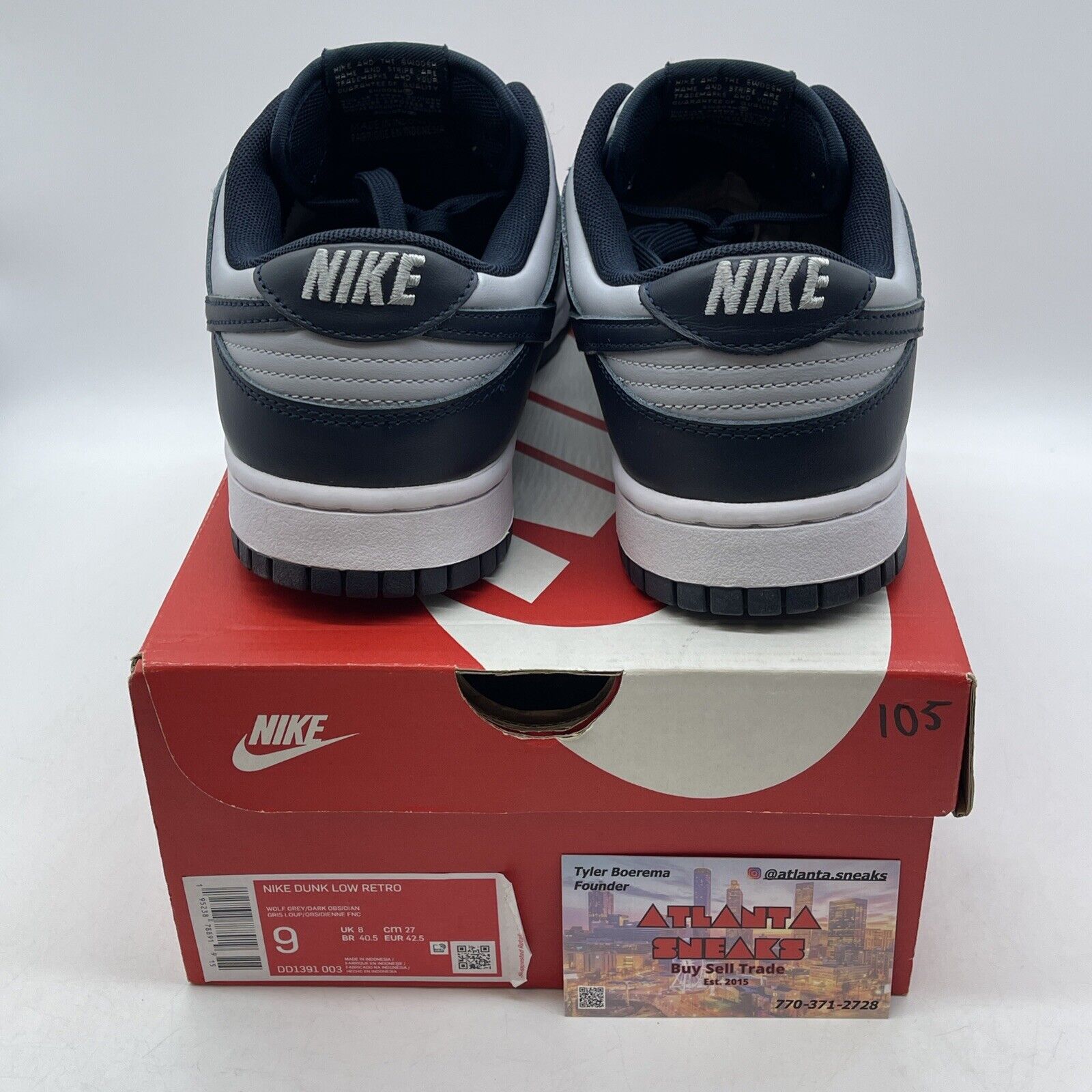 Size 9 - Nike Dunk Low Georgetown Navy White Grey Leather (DD1391-003)
