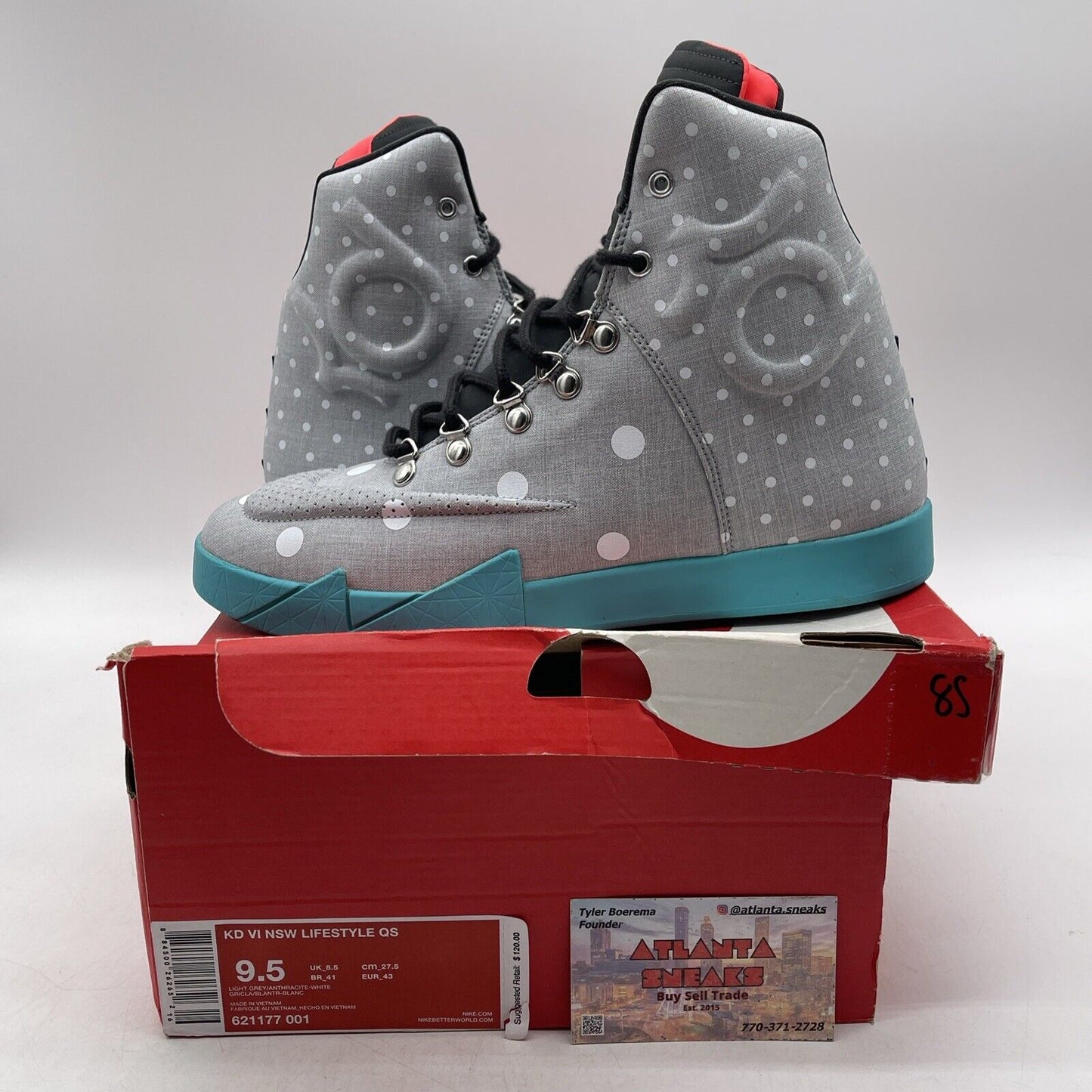 Size 9.5 - Nike KD 6 Nsw Lifestyle Qs Birthday Grey Blue Suede (621177-001)