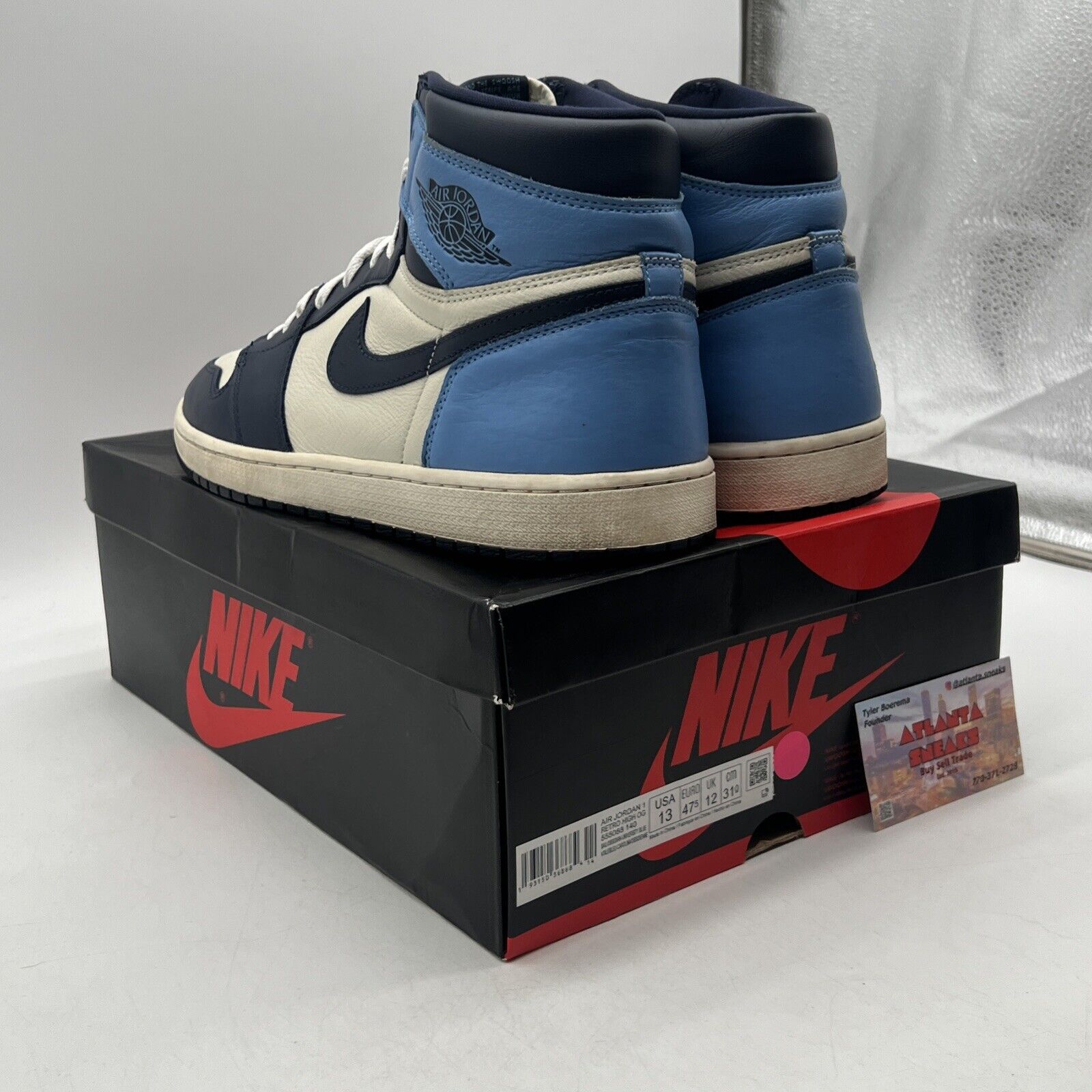 Size 13 - Jordan 1 Retro OG High Obsidian UNC 2019 Navy White (555088-140)