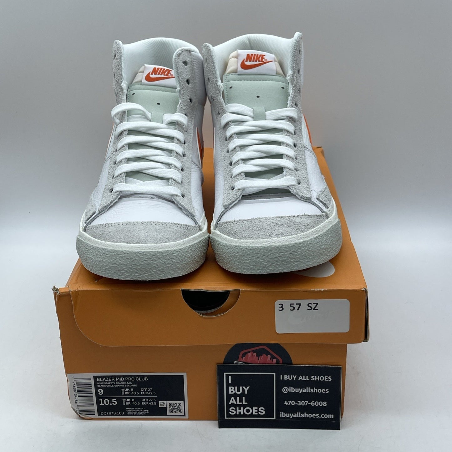 Size 9 - Nike Blazer '77 Pro Club Mid Remastered - White Safety Orange