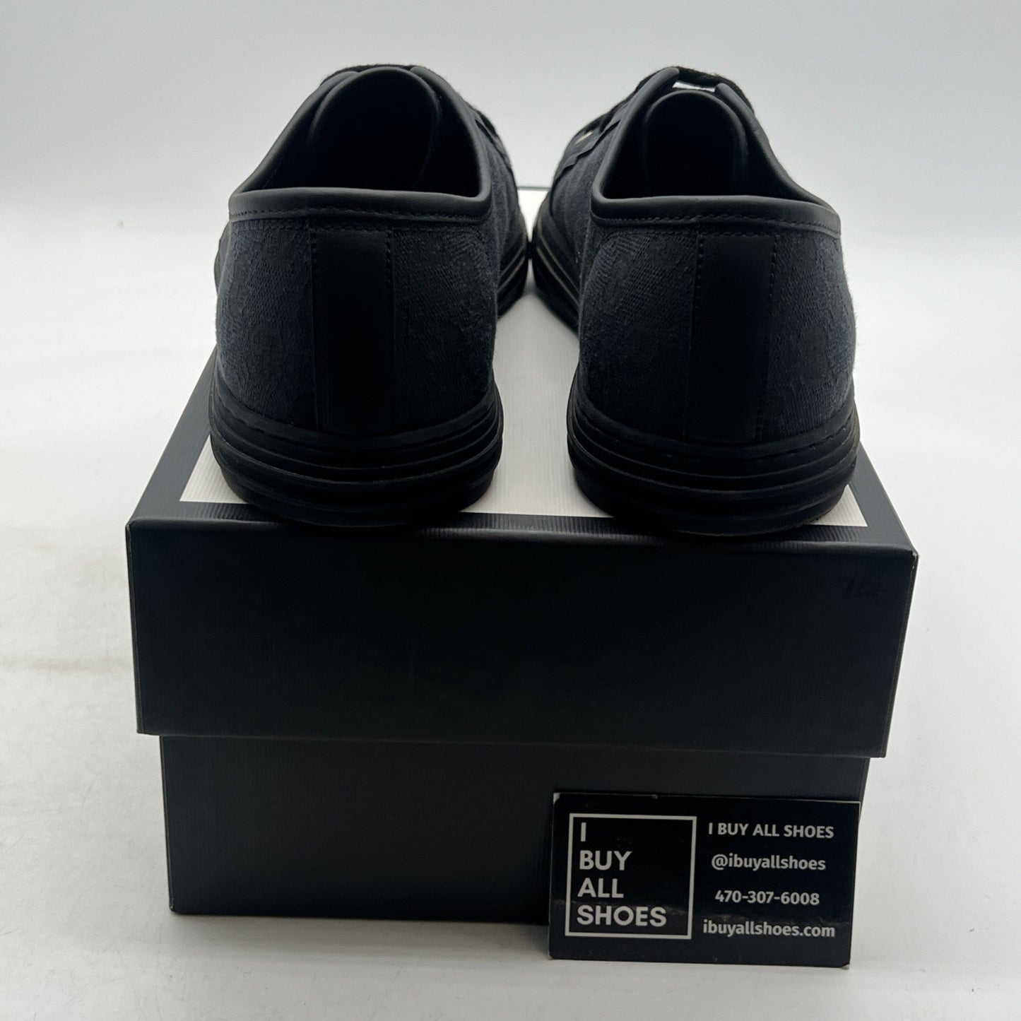 Size 11.5G - GUCCI GG Canvas Leather Low Top Sneakers Blackmade in ITALY