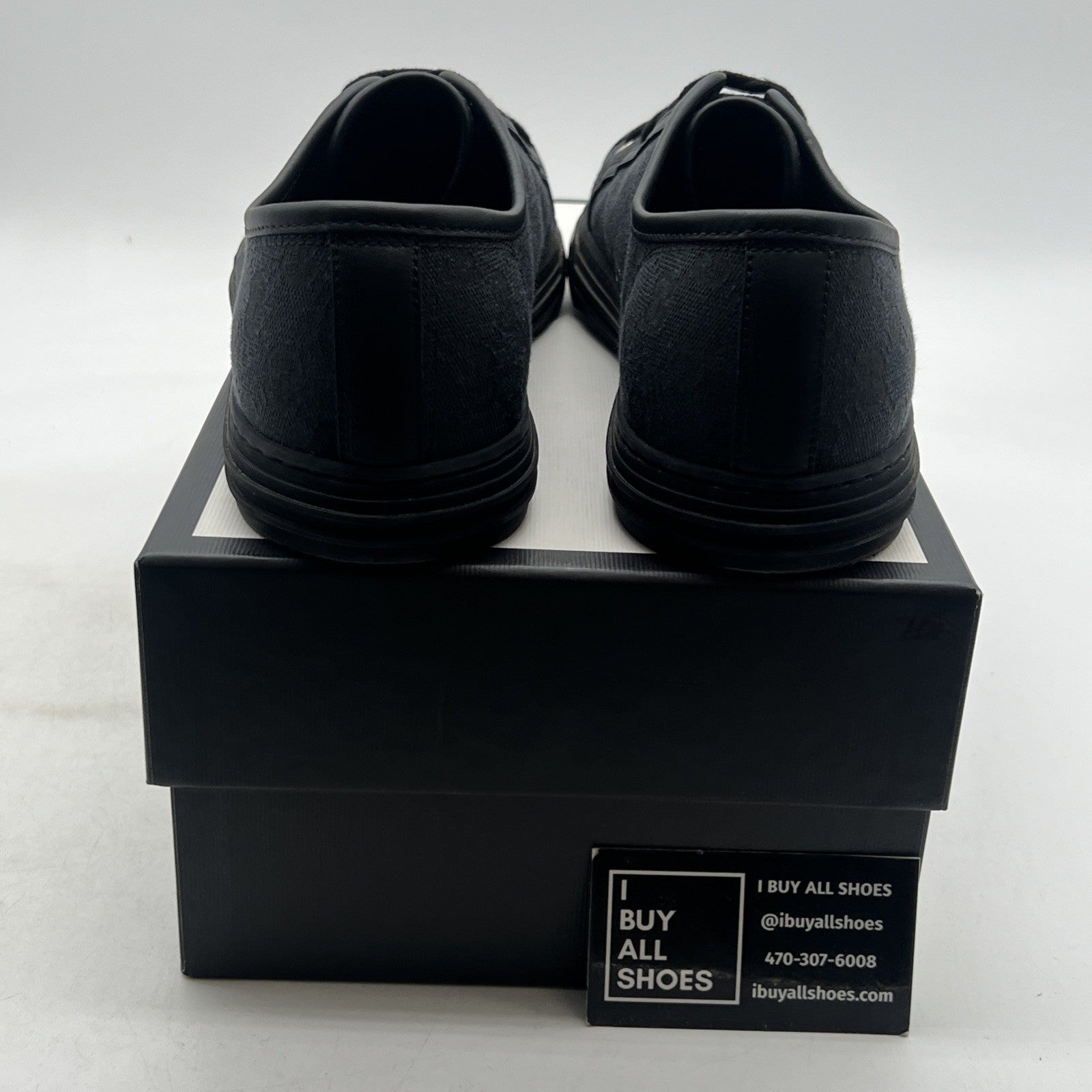 Size 11.5G - GUCCI GG Canvas Leather Low Top Sneakers Blackmade in ITALY