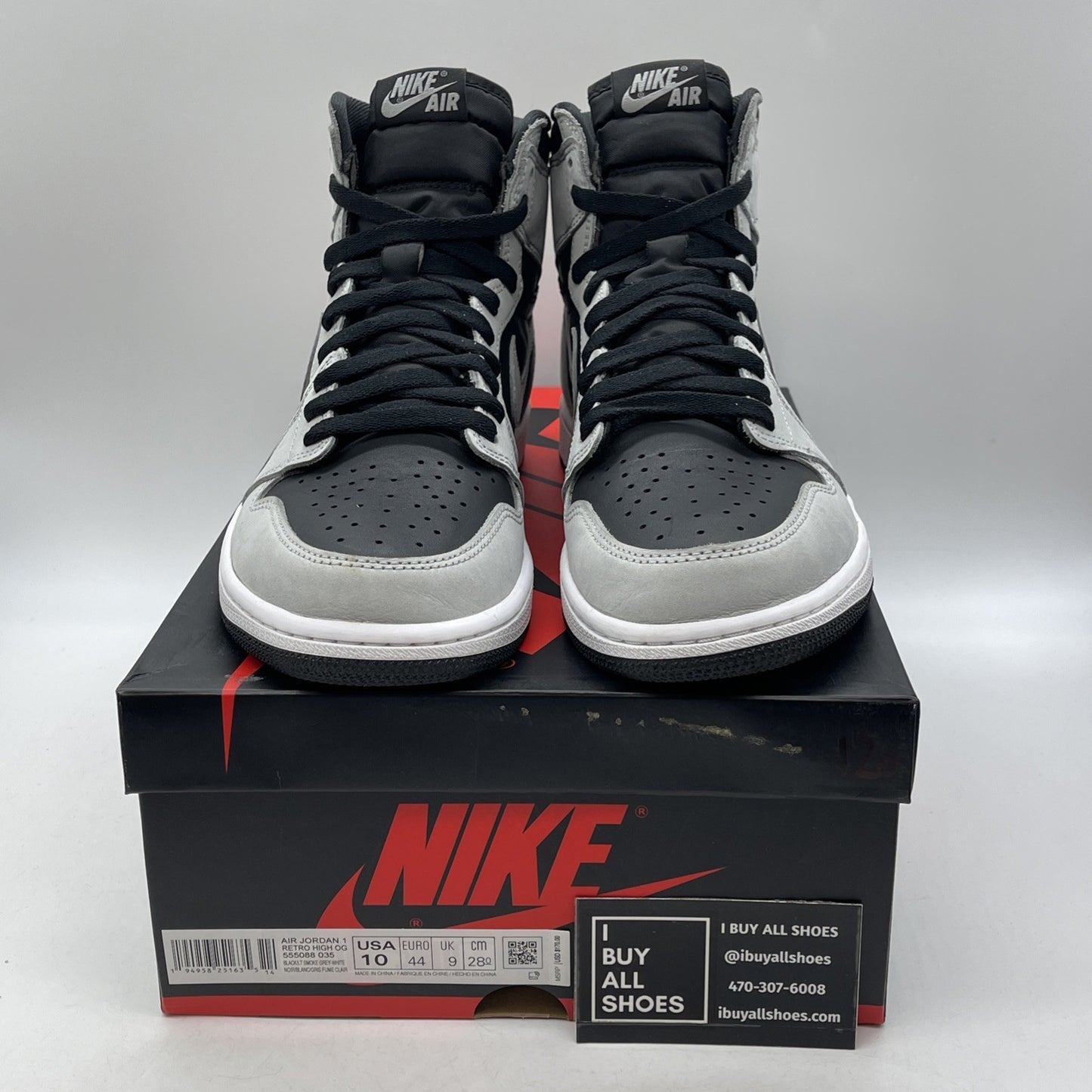 Size 10 - Jordan 1 Retro OG High Shadow 2.0 Grey Black Suede (555088-035)