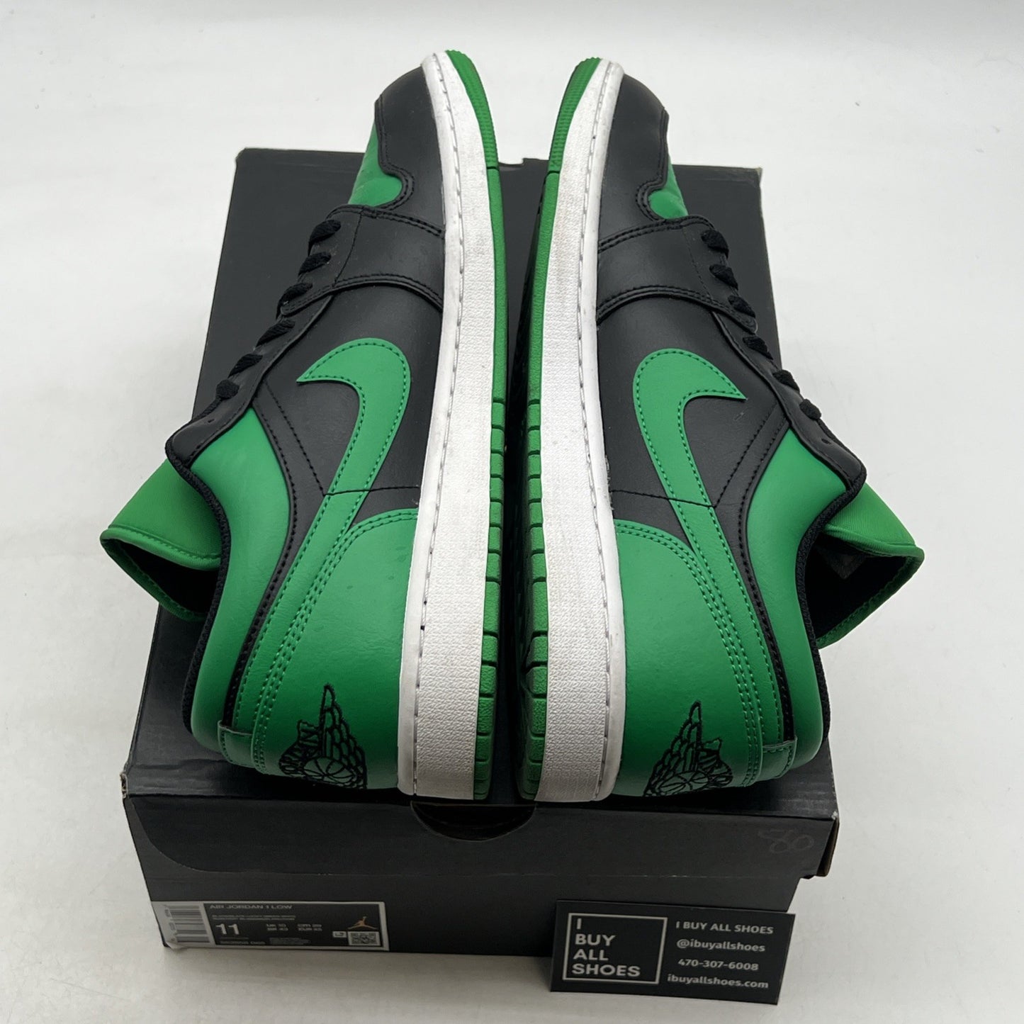 Size 11 - Air Jordan 1 Low Black Lucky Green (553558-065)