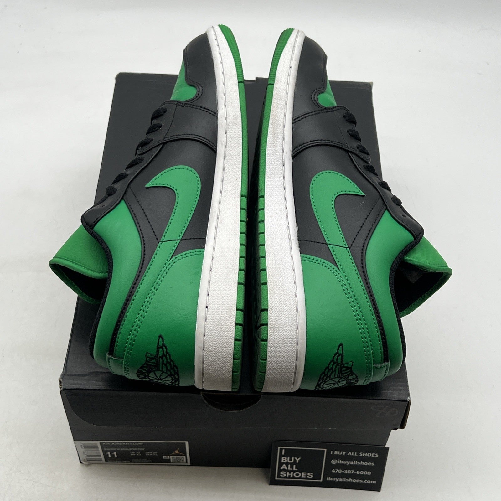 Size 11 - Air Jordan 1 Low Black Lucky Green (553558-065)