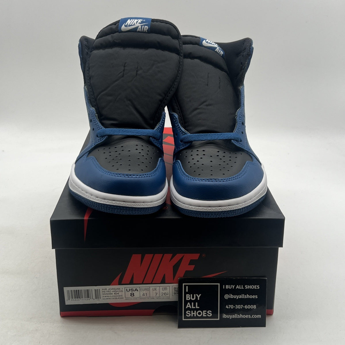 Size 8 - Air Jordan 1 Retro OG High Dark Marina Blue (555088-404)