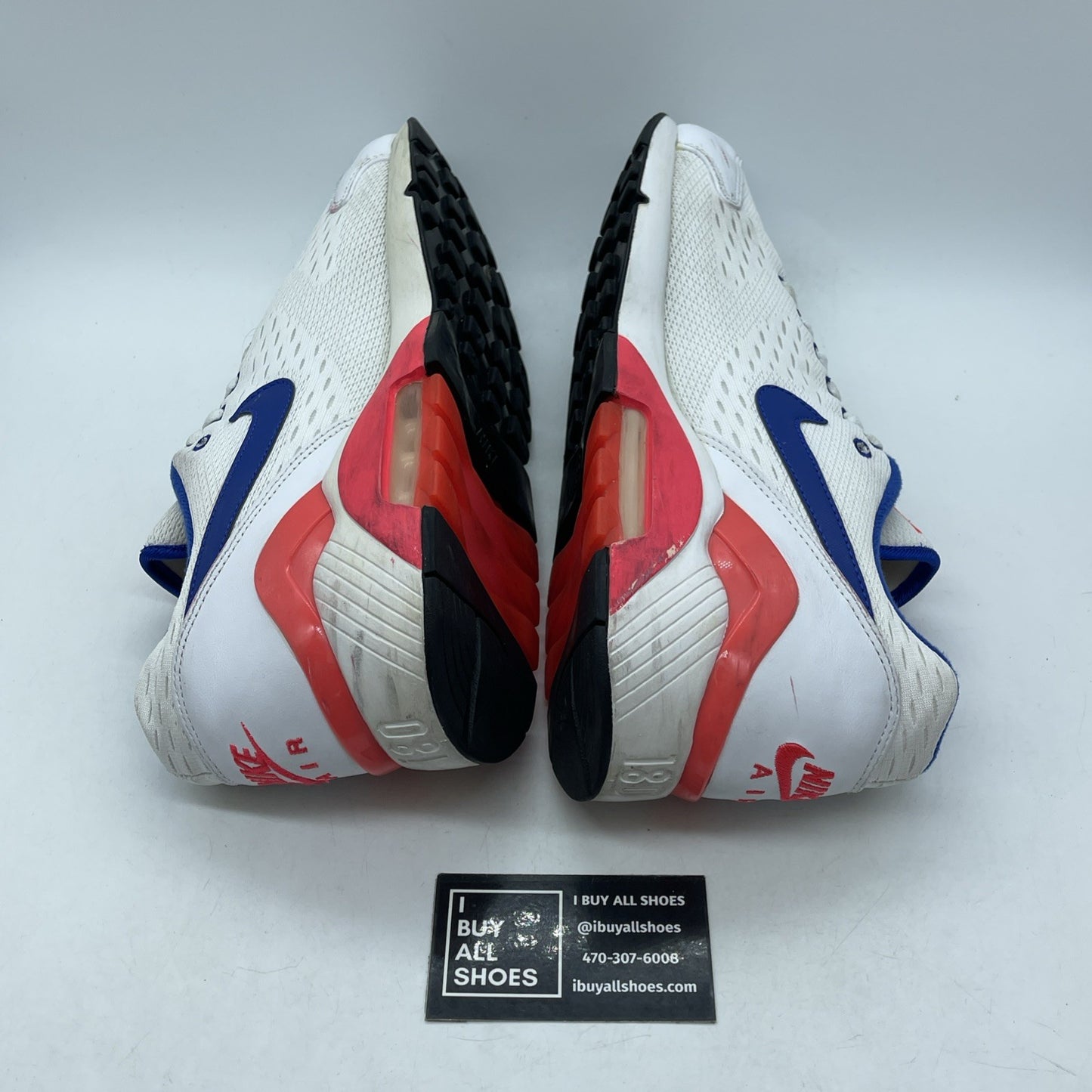 Size 13 - Nike Air Max 180 EM White Solar Red Blue Suede Leather (579921-160)