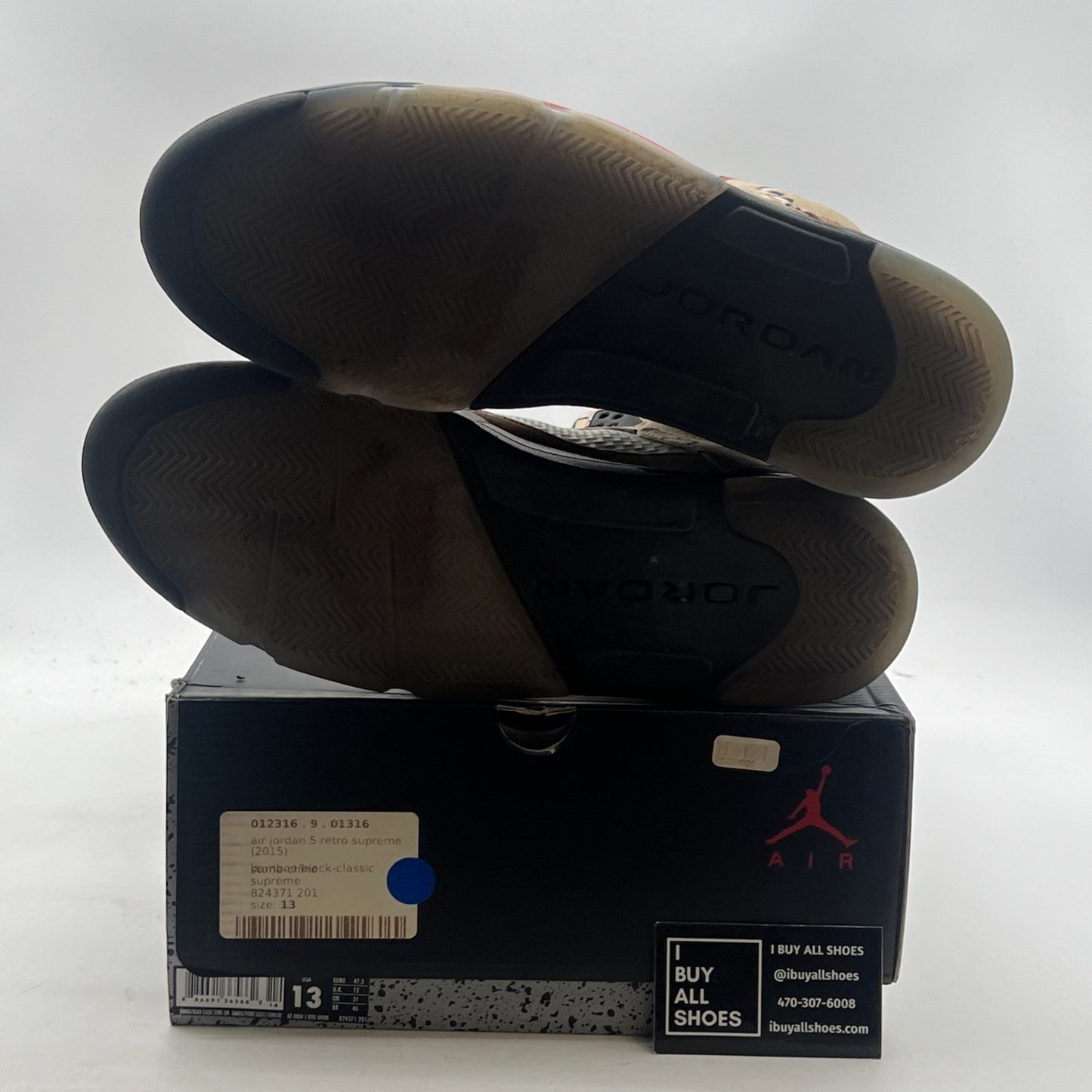 Size 13 - Supreme x Air Jordan 5 Retro Desert Camo (824371-201)
