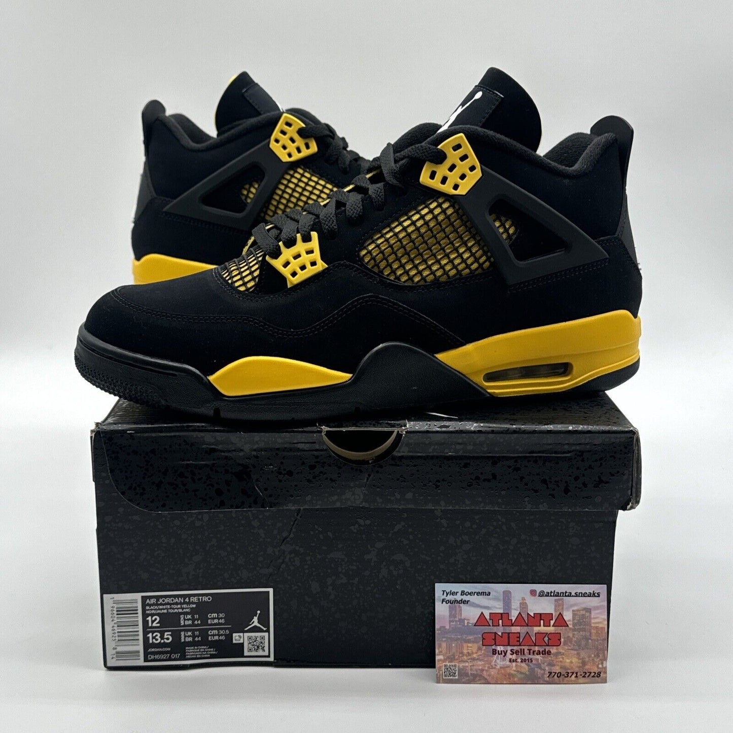Size 12 - Jordan 4 Retro Mid Thunder Yellow Black Suede New Release Hot Shoes