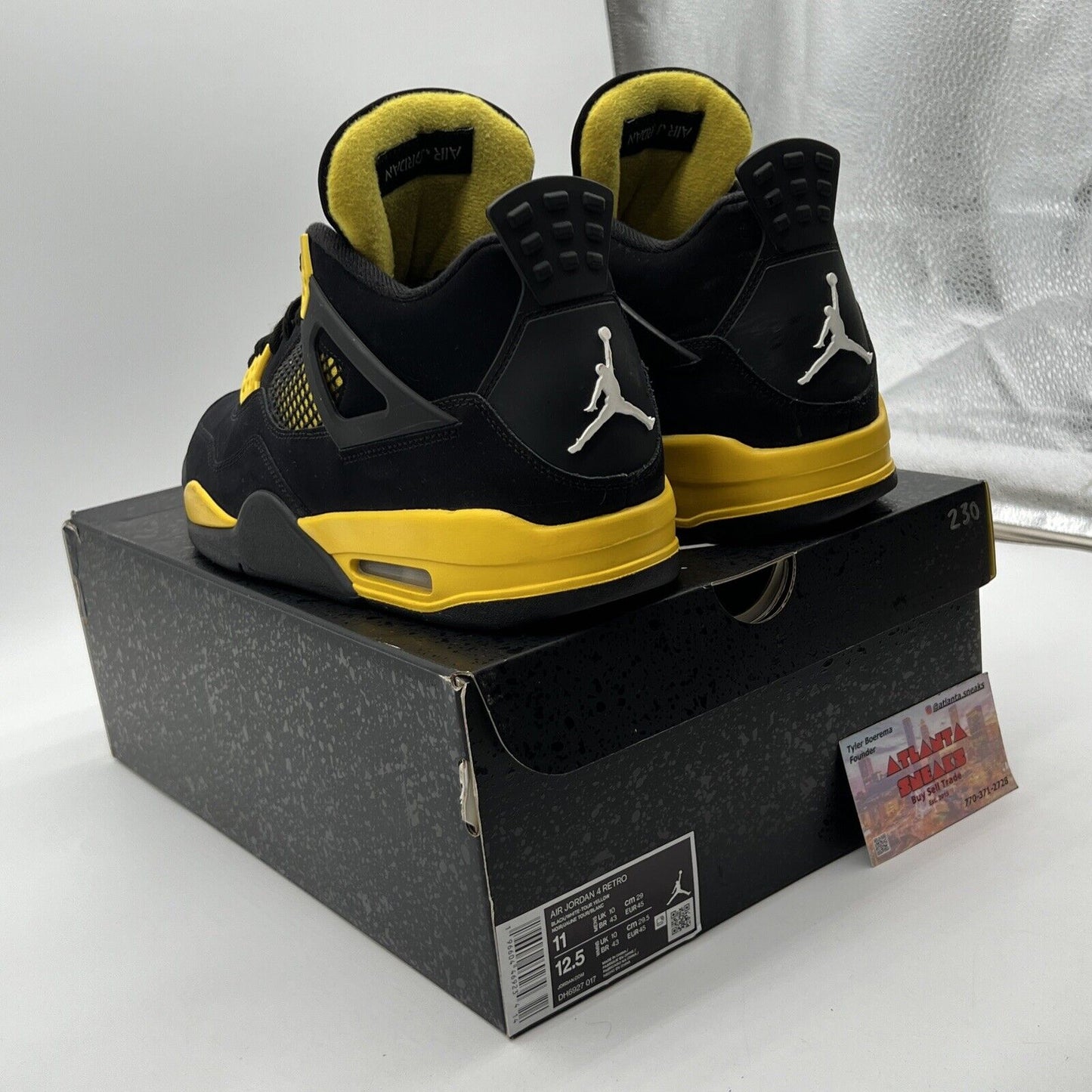 Size 11 - Jordan 4 Retro Mid Thunder Black Yellow Suede (DH6927-017)