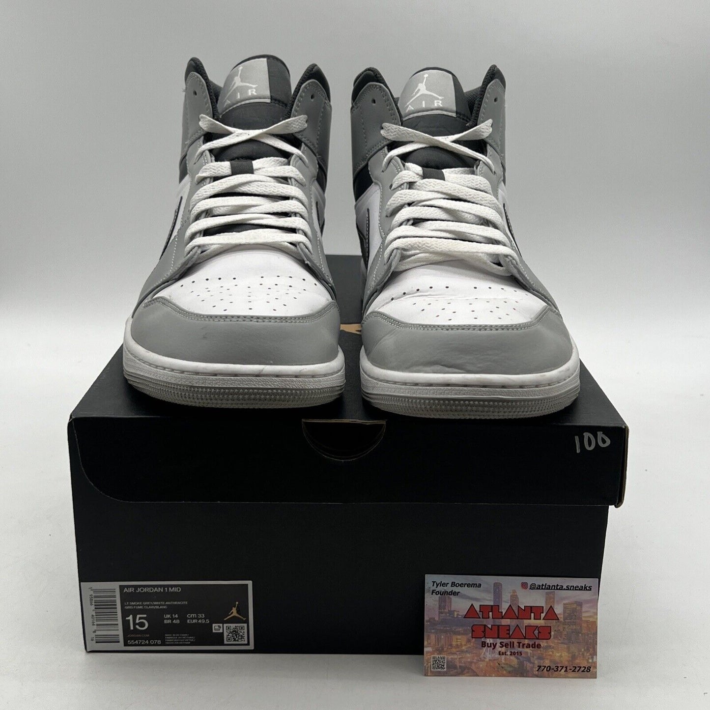 Size 15 - Jordan 1 Mid Light Smoke Grey (554724-078)