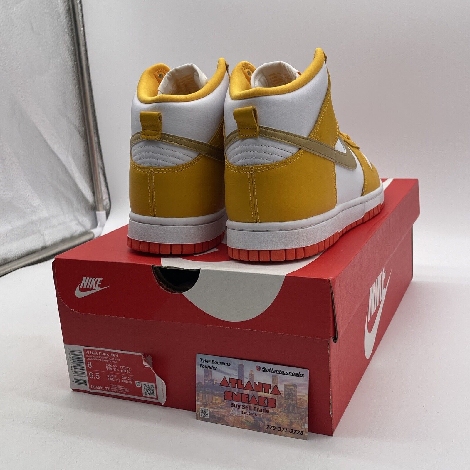 Size 8W - Nike Dunk High University Gold Orange White Leather (DQ4691-700)