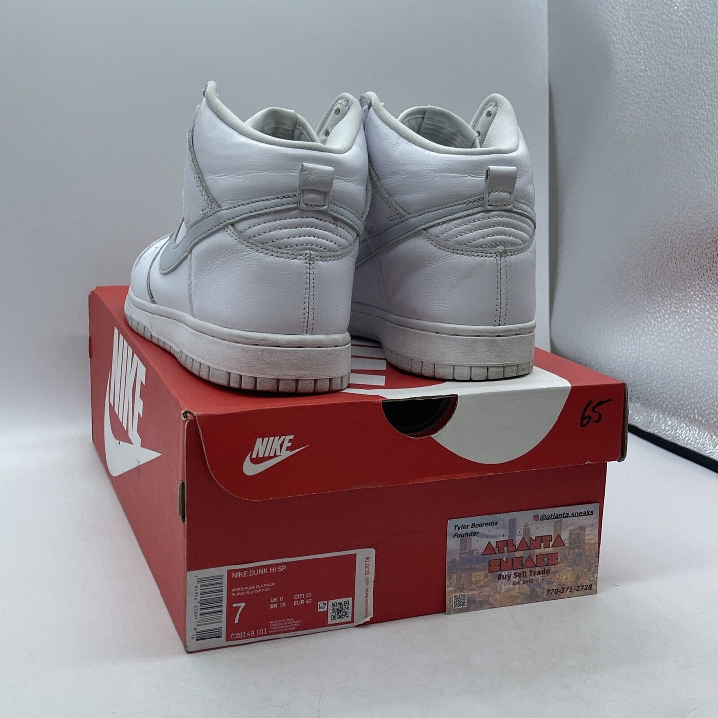 Size 7 - Nike Dunk SP High Pure Platinum Grey White Leather (CZ8149-101)